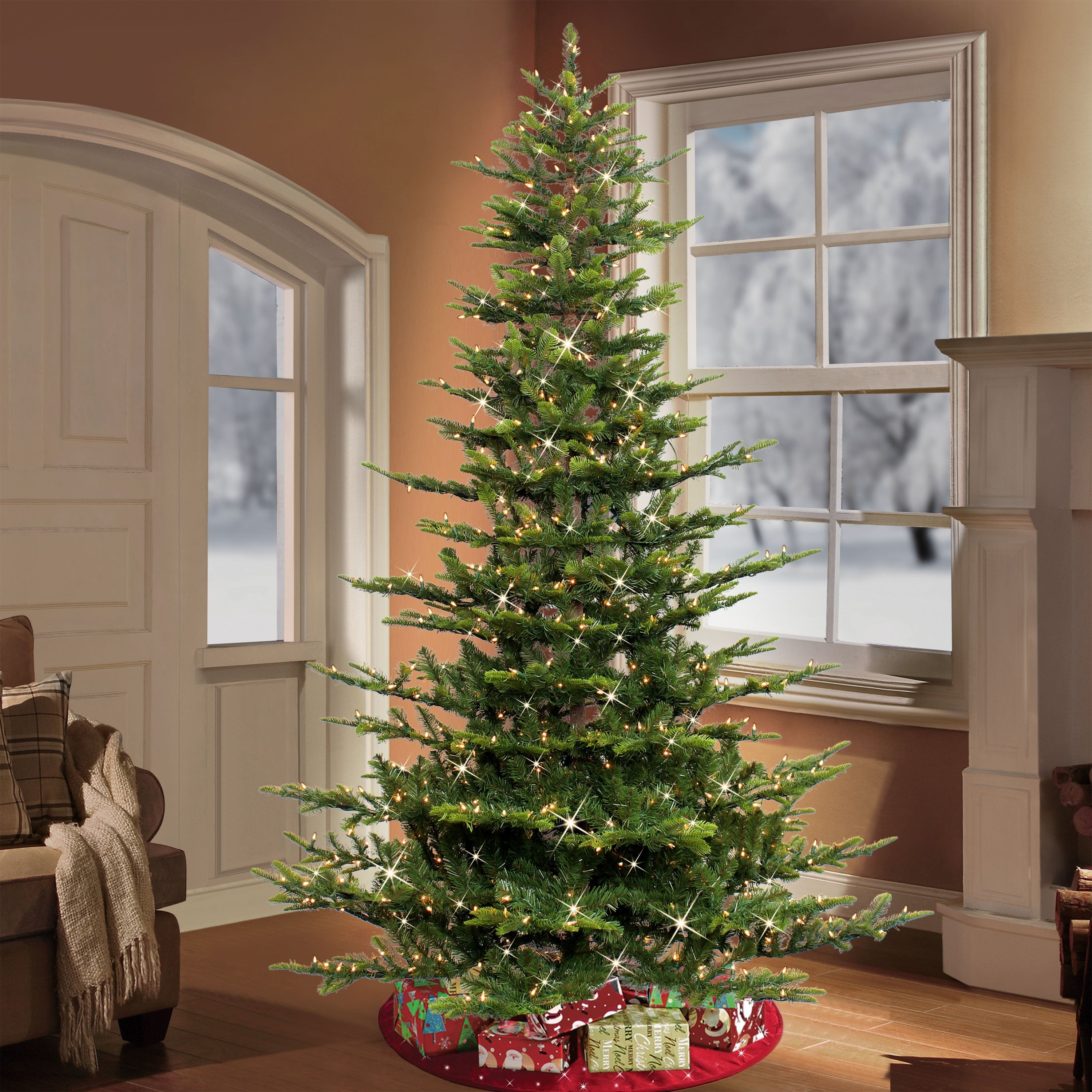 Puleo International 6 1 2 Ft. Pre Lit Aspen Green Fir Artificial Christmas Tree 500 Ul Listed Clear Lights