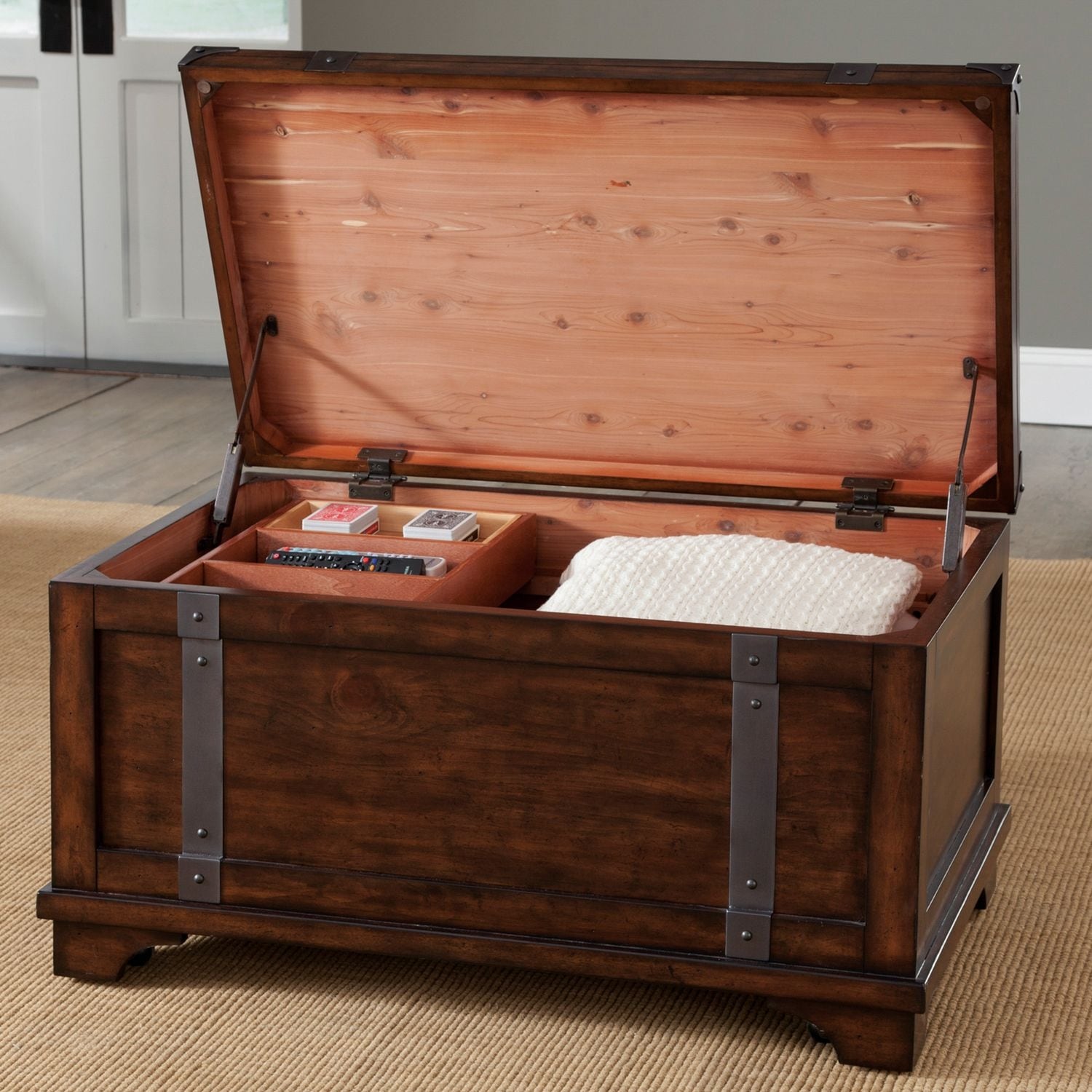 Aspen Skies Russet Brown And Metal Accents Storage Trunk