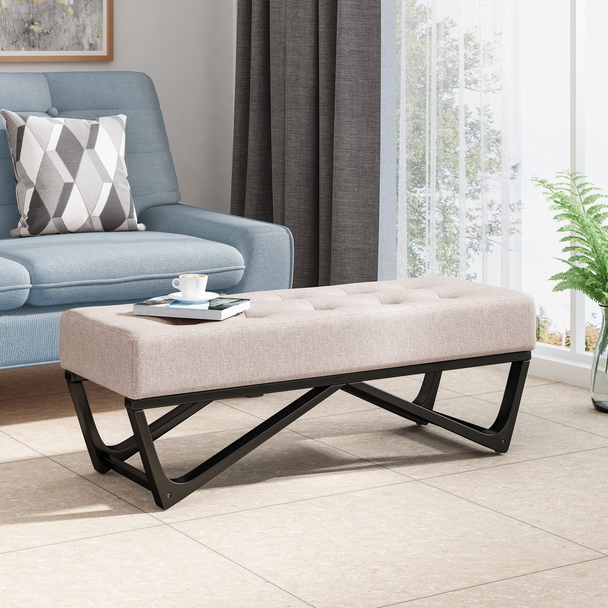 Assisi Contemporary Fabric Ottoman Bench By Christopher Knight Home