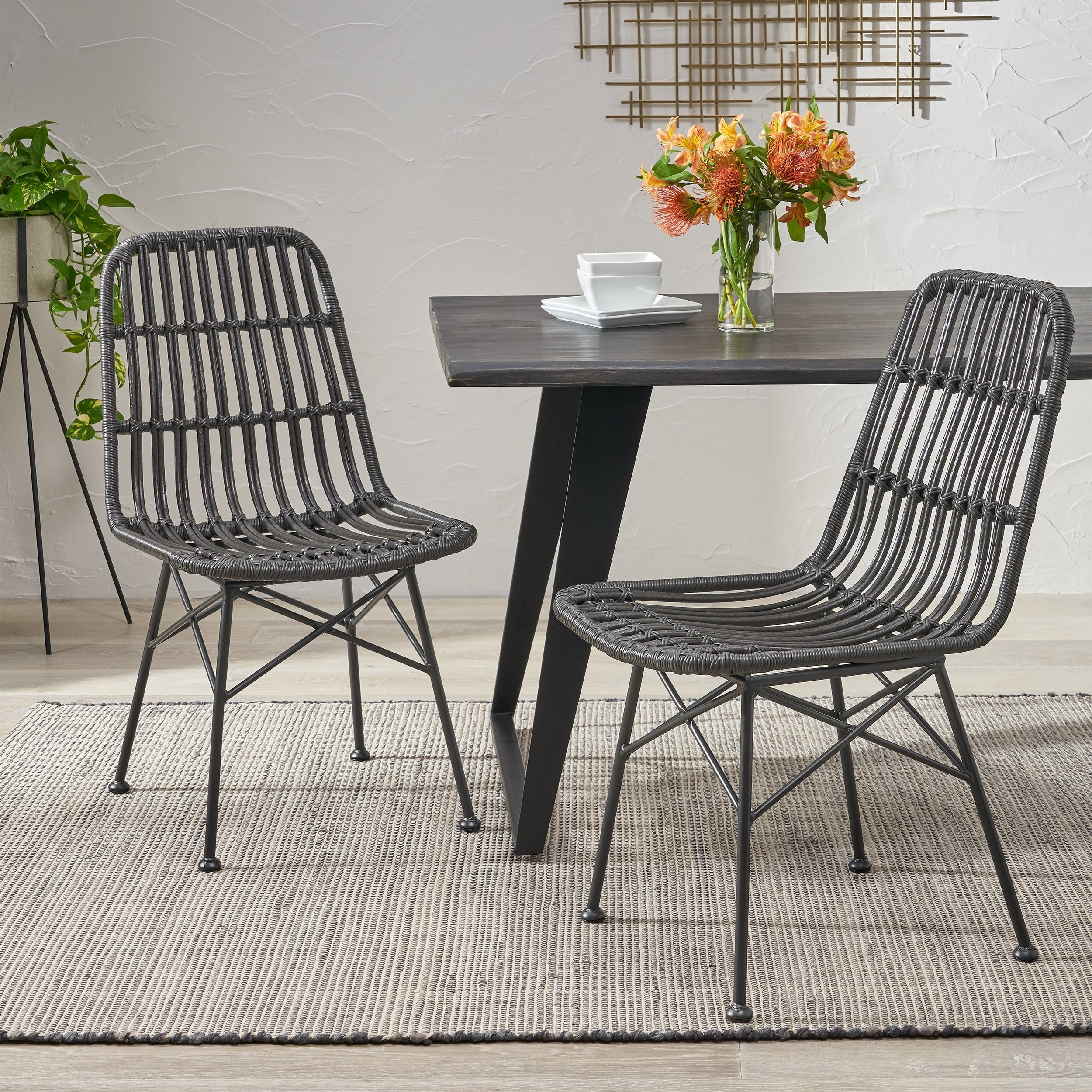 Assisi Indoor Wicker Dining Chairs Set Of 2 By Christopher Knight Home