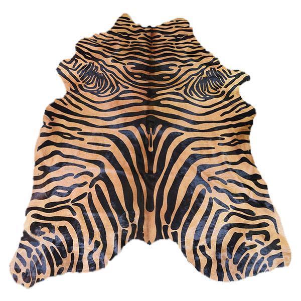 Astonishing Exquisite Black Zebra Design On A Vibrant Caramel 100 Argentinean Cowhide 5 X 7