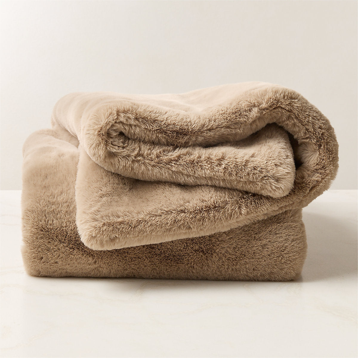 Astor Light Brown Faux Fur Throw Pillow Cover 20inx20in
