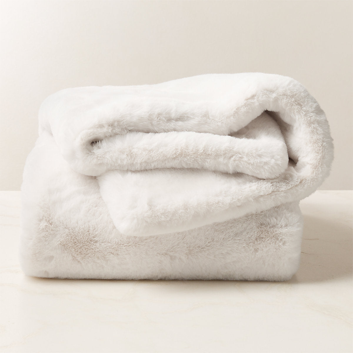 Astor Warm White Faux Fur Throw Pillow Cover 20inx20in