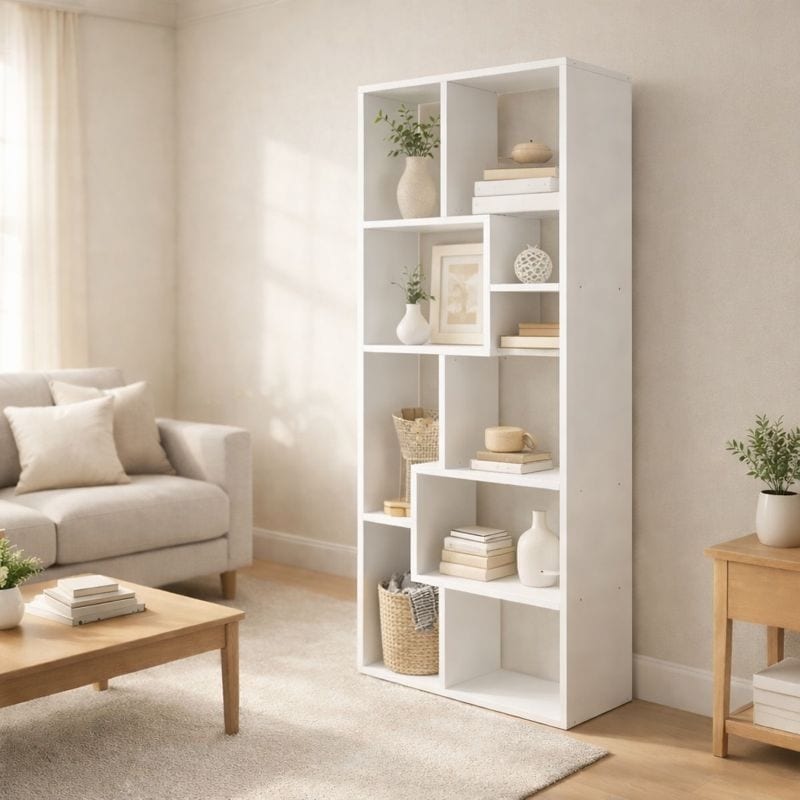 Asymmetrical Display Shelf Bookcase 5 Tier Black