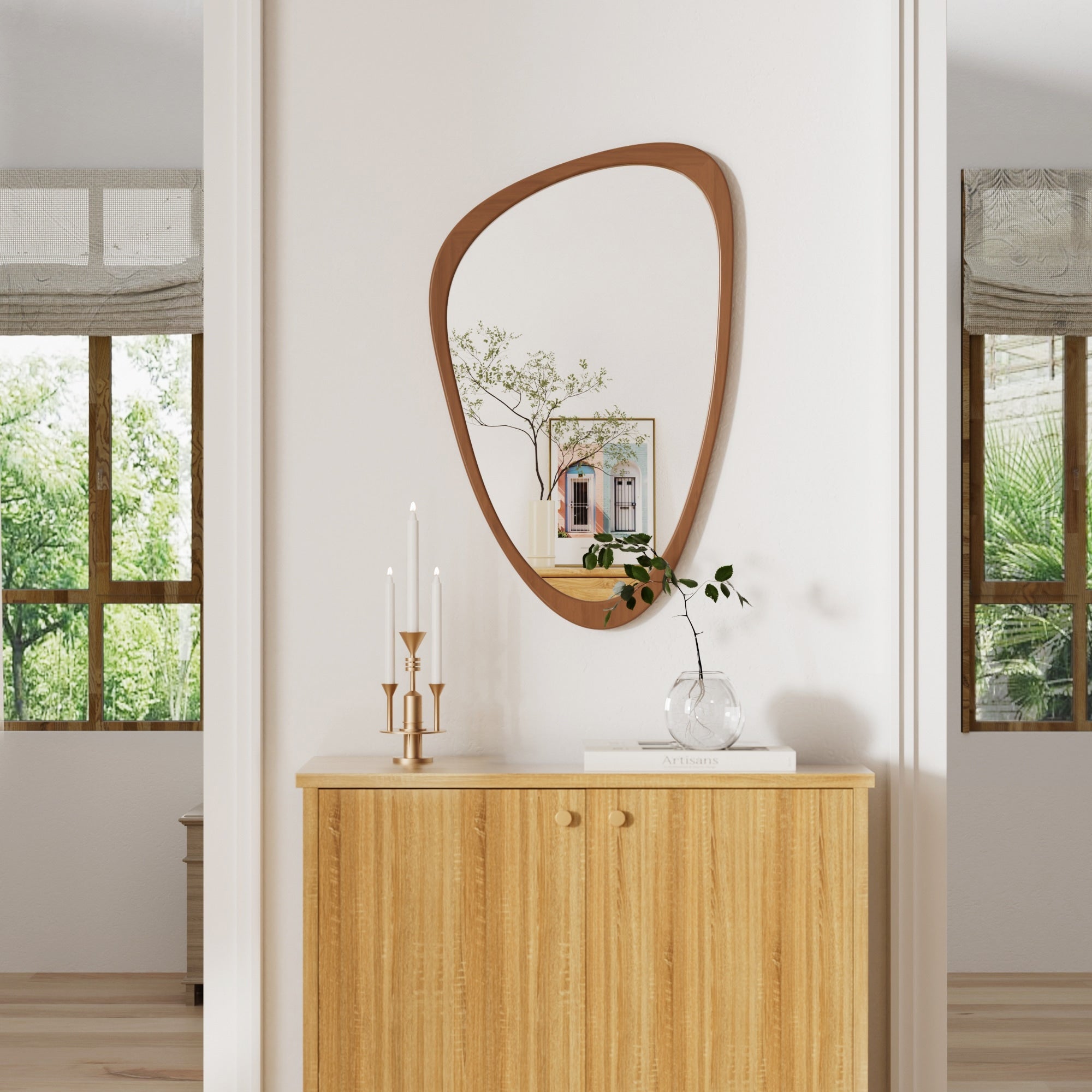 Asymmetrical Pebble Segmented Frame Wall Mirror