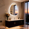 Asymmetrical Wall Lighted Mirror Modern Illuminated Bathroom Led Vanity Mirror With Irregular Pebble Shape