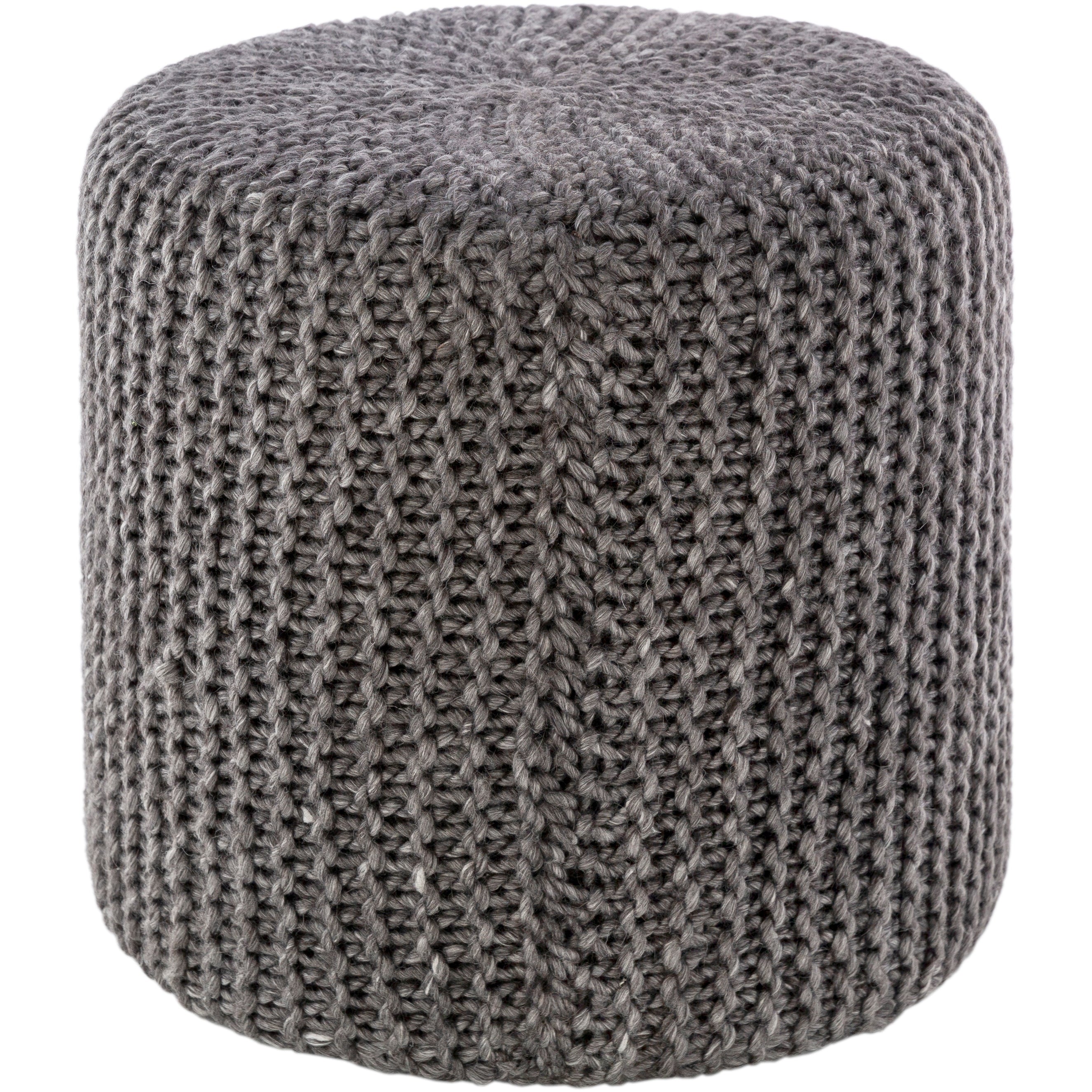 Athina Modern Knitted Wool 18 Inch Cylinder Pouf