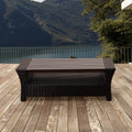 Havenside Home Popham Black Synthetic Wicker Rectangular Coffee Table With Plastic Wood Top