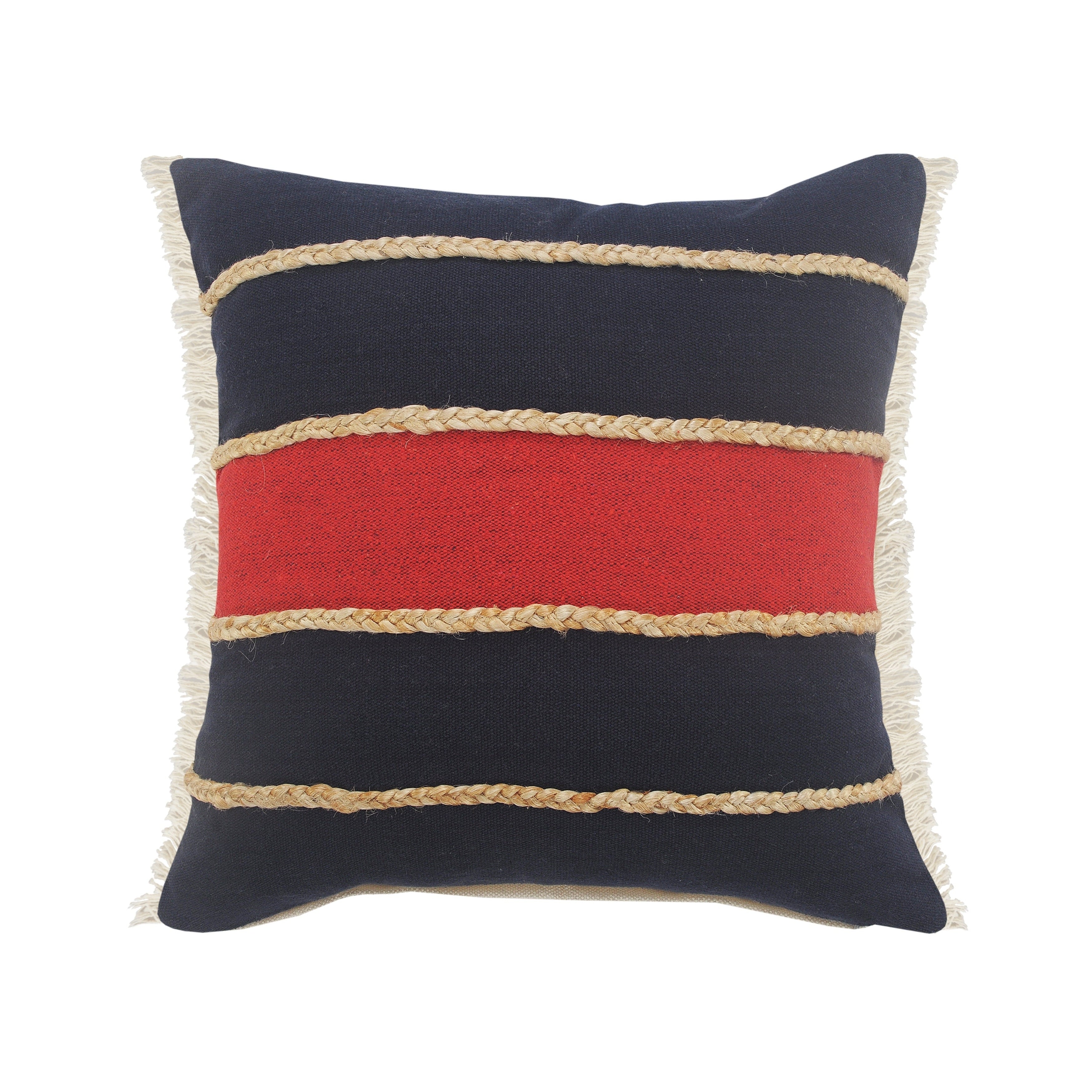 Atlantis Americana Striped Throw Pillow With Jute Braiding