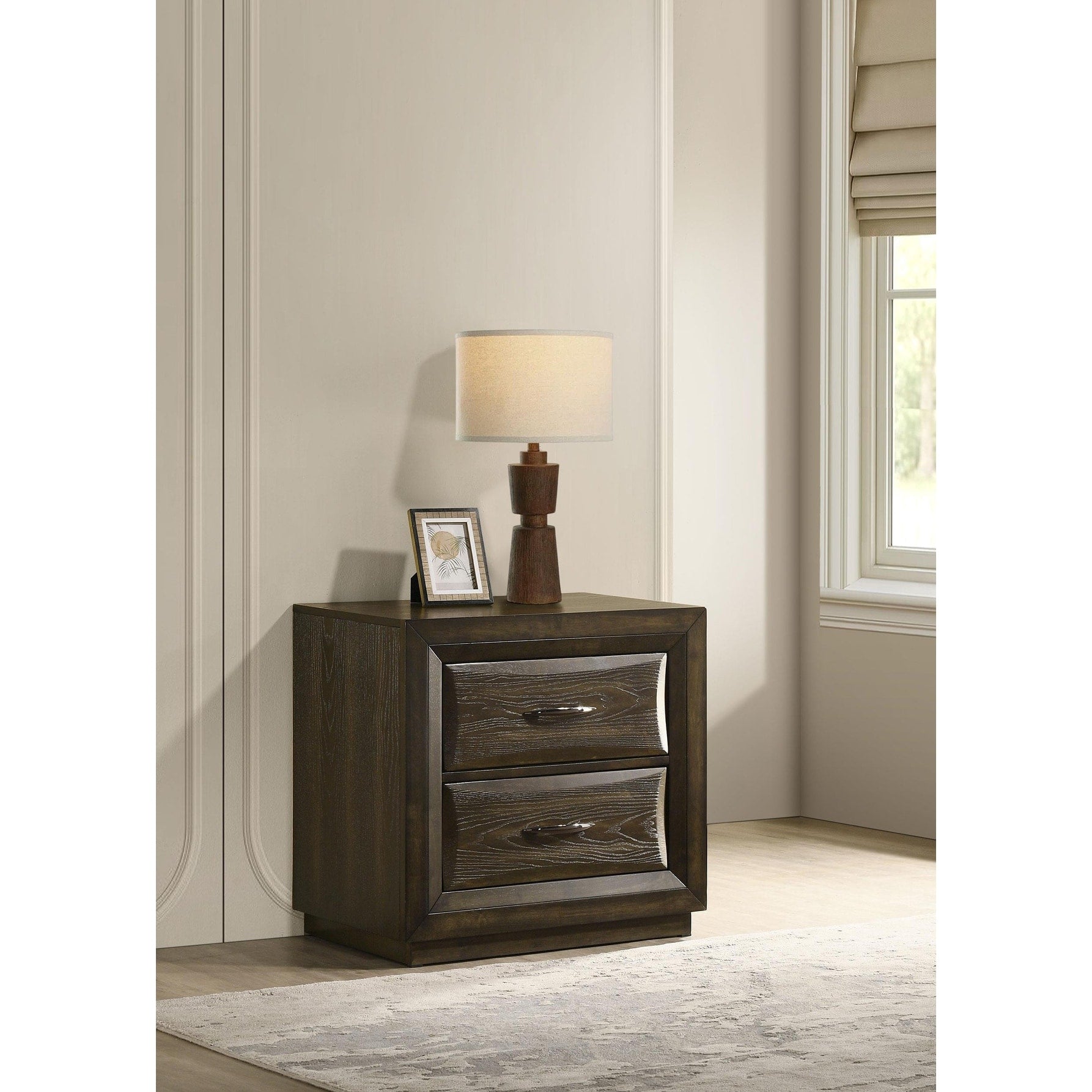 Atlas 2 Drawer Bedroom Nightstand Bedside Table Dark Oak
