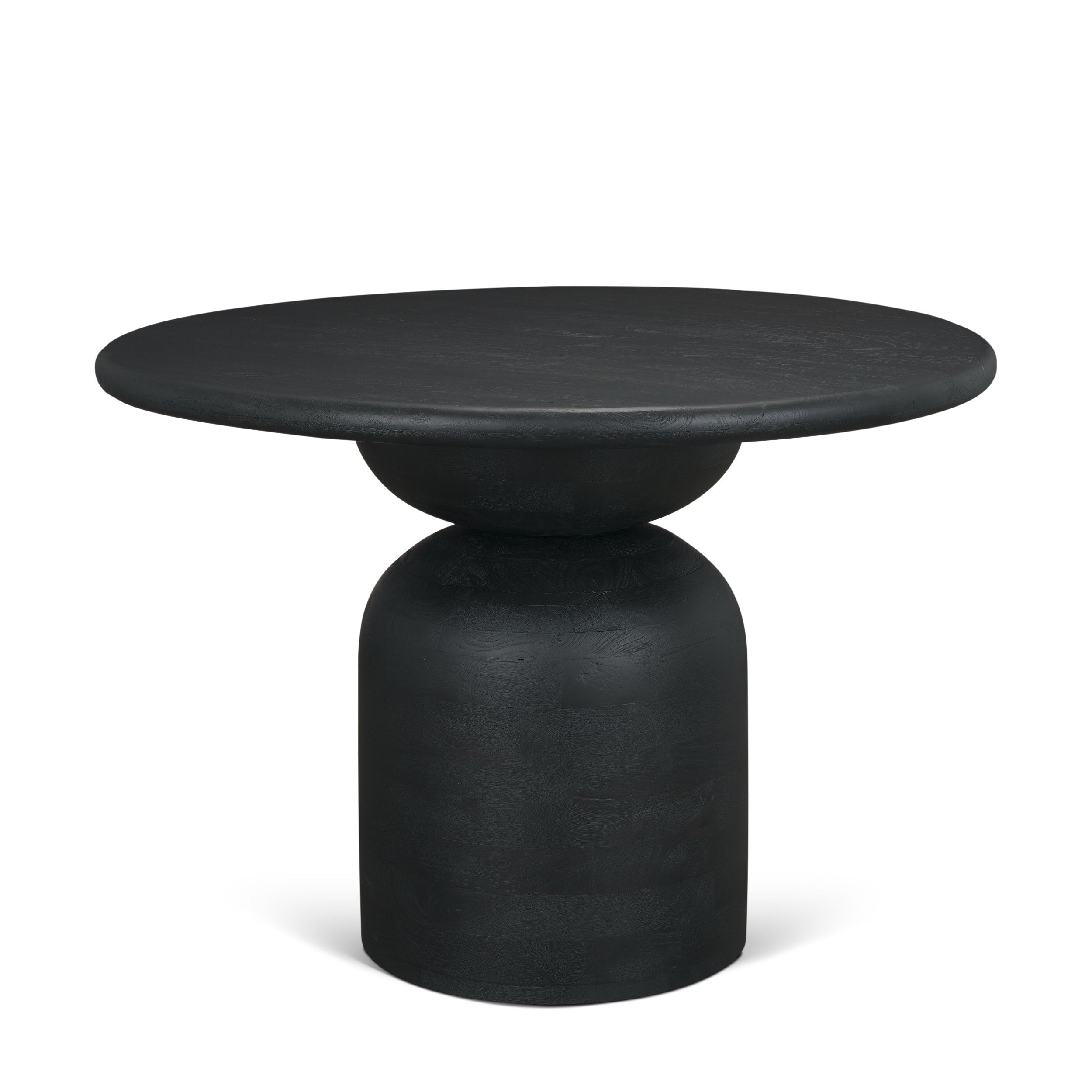 Atlas 42 Black Mid Brown Wood Stacked Pedestal Base Round Dining Table