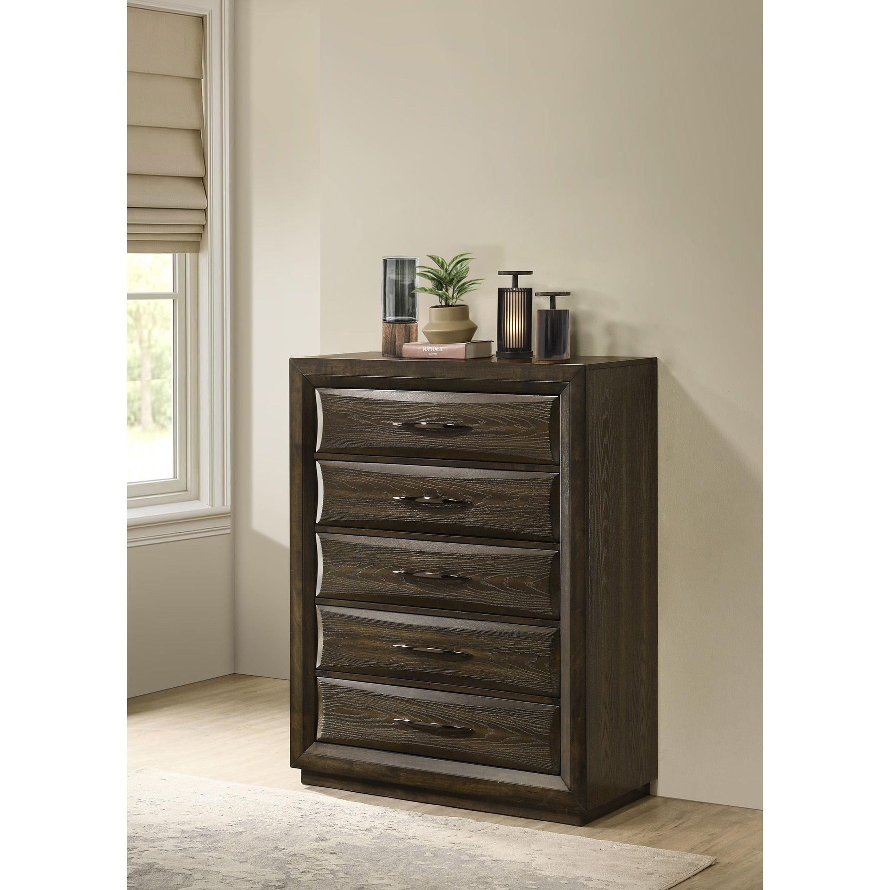 Atlas 5 Drawer Bedroom Chest Of Drawers Dark Oak