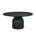 Atlas 60 Black Warm Mid Brown Wood Stacked Pedestal Base Round Dining Table