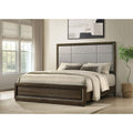Atlas 63 Inch Upholstered Panel Bed Grey And Dark Oak