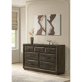 Atlas 7 Drawer Bedroom Dresser Dark Oak