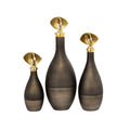 Atlas Aimee Set Of 3 Onyx Smoky Glass Capped Decorative Bottles