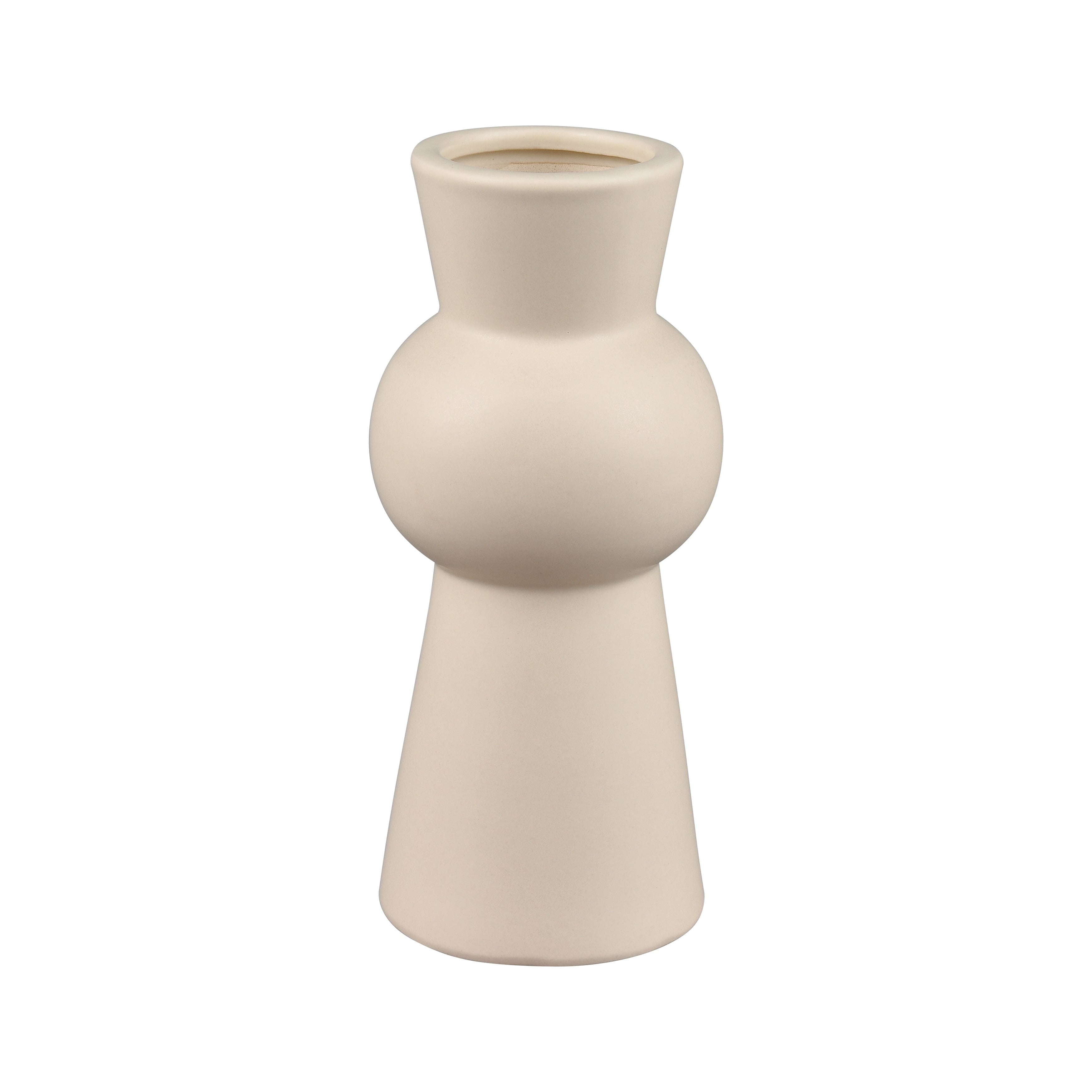 Atlas Arcas Matte Ivory Earthenware Fluted Neck Vase