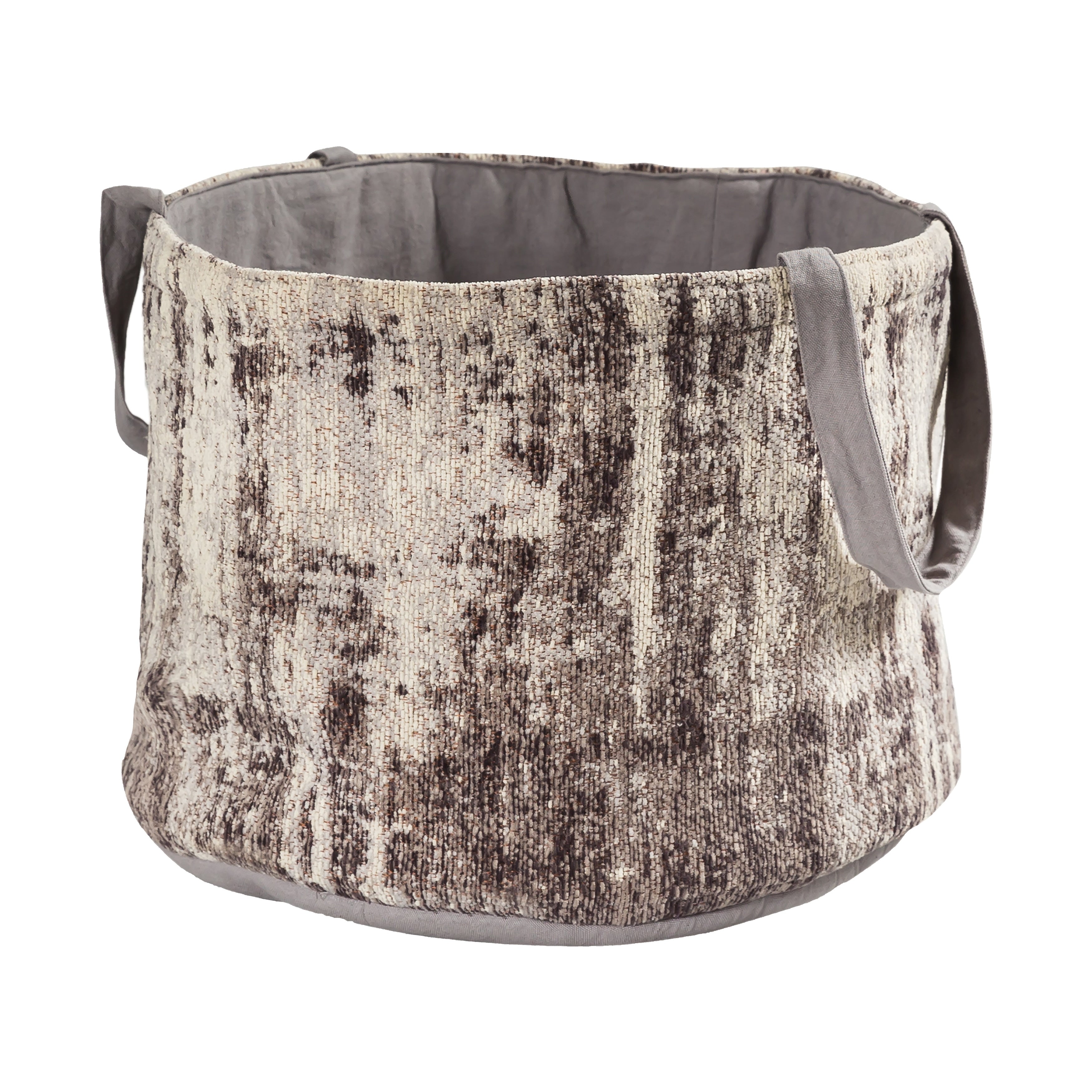 Atlas Asher Greige Velvet Fabric Basket