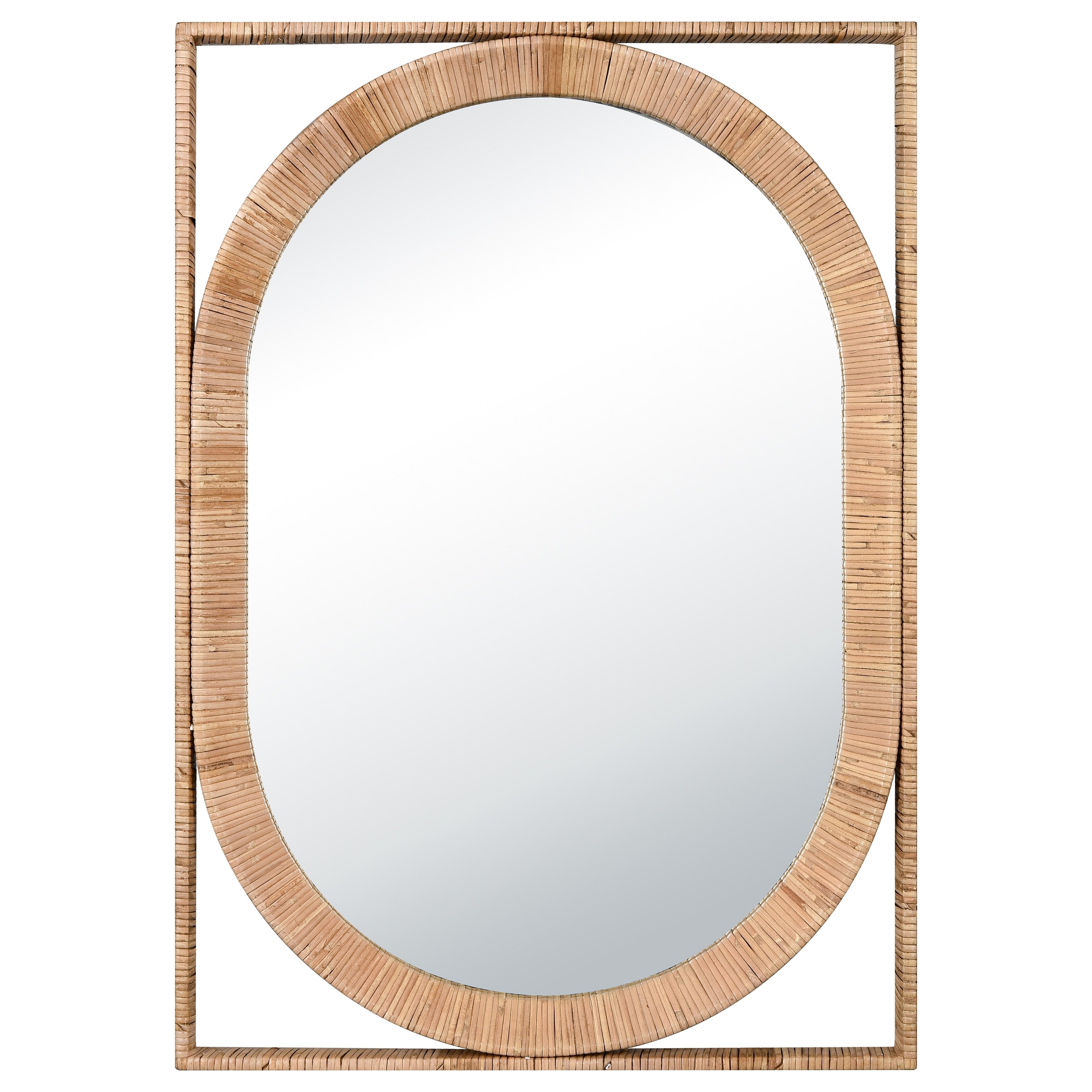 Atlas Baarlo Oval Glass And Rattan Mirror 33.5 Inch High