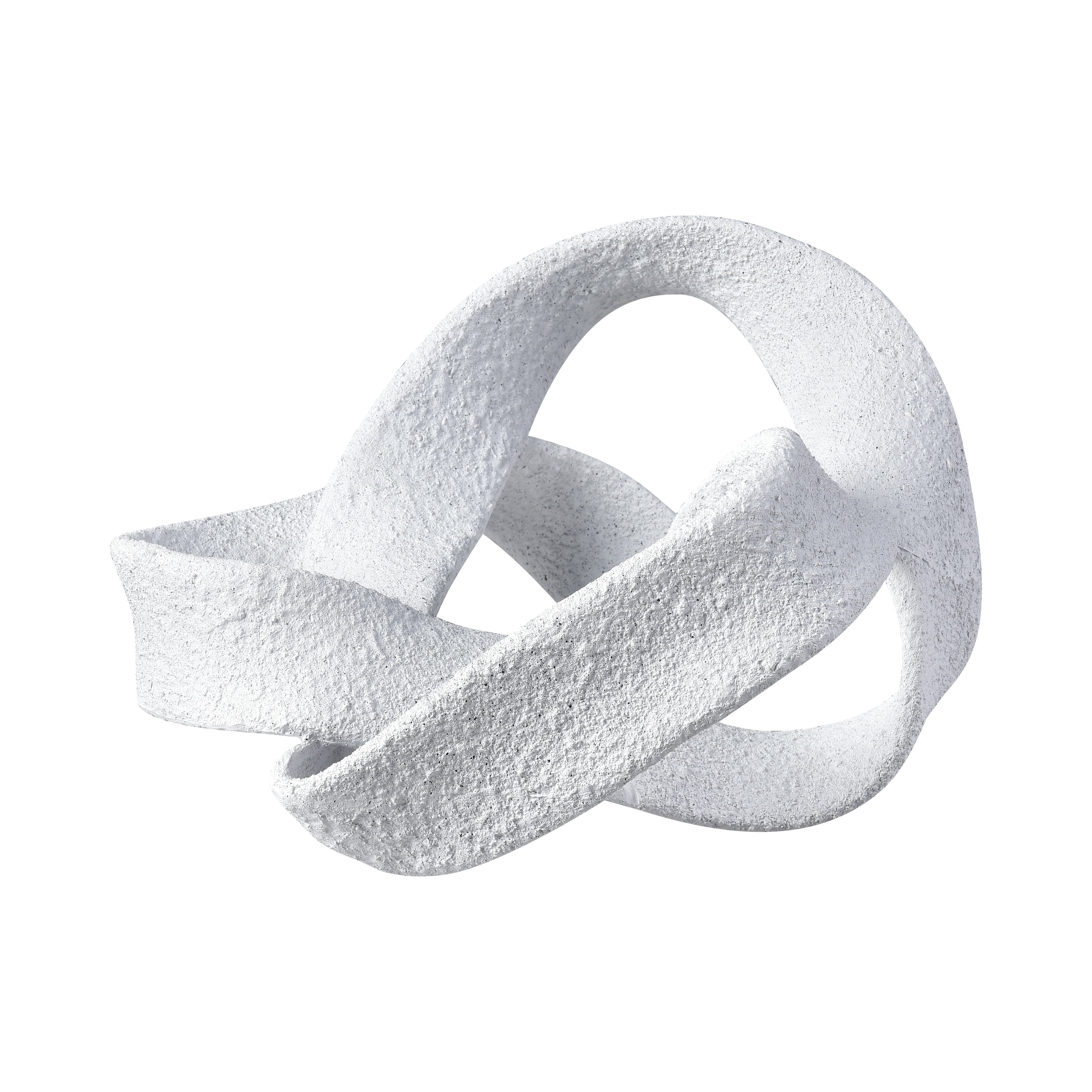 Atlas Baze Twisted Ribbon Shaped White Composite Sculpture