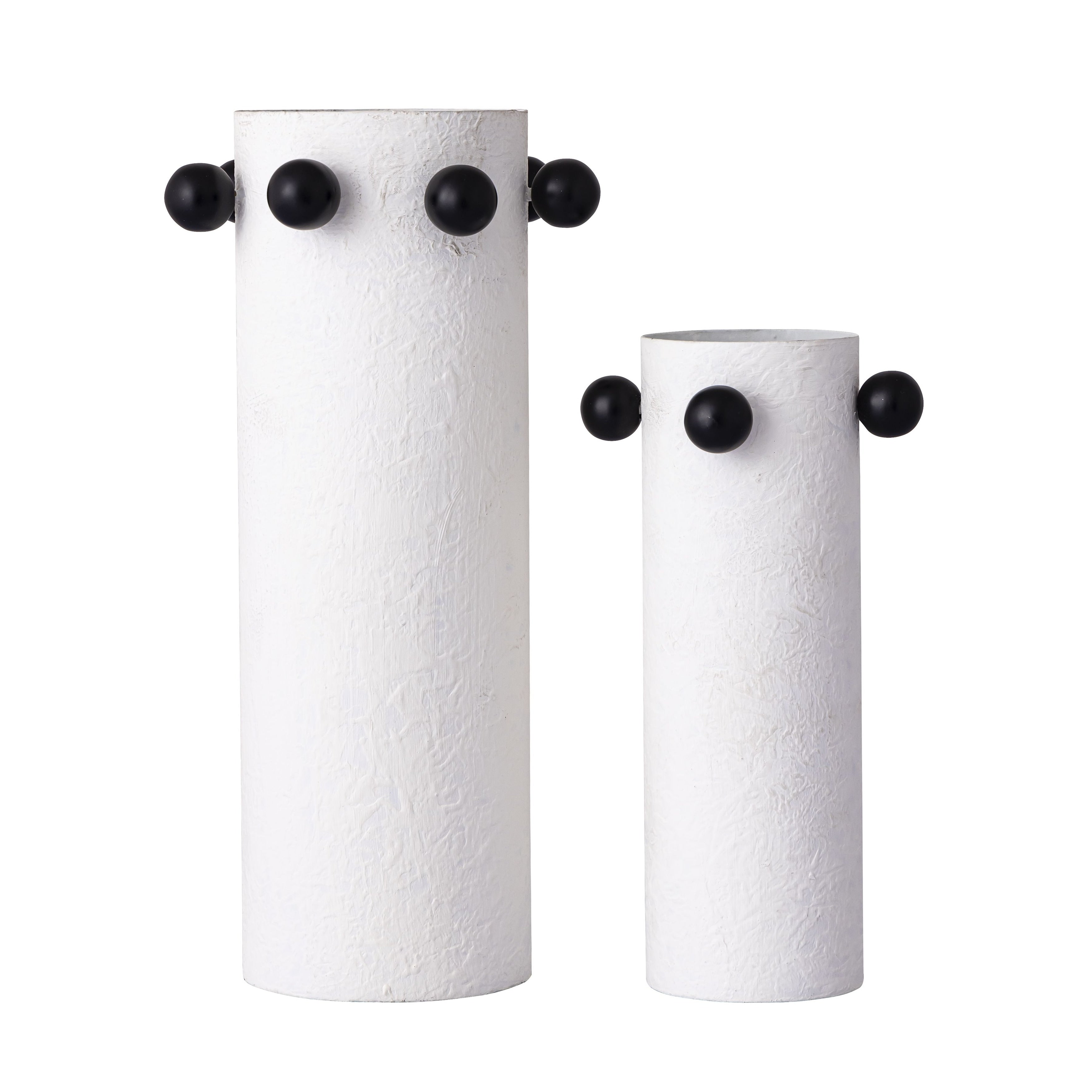 Atlas Beaded Set Of 2 Metal Cylindrical Vases