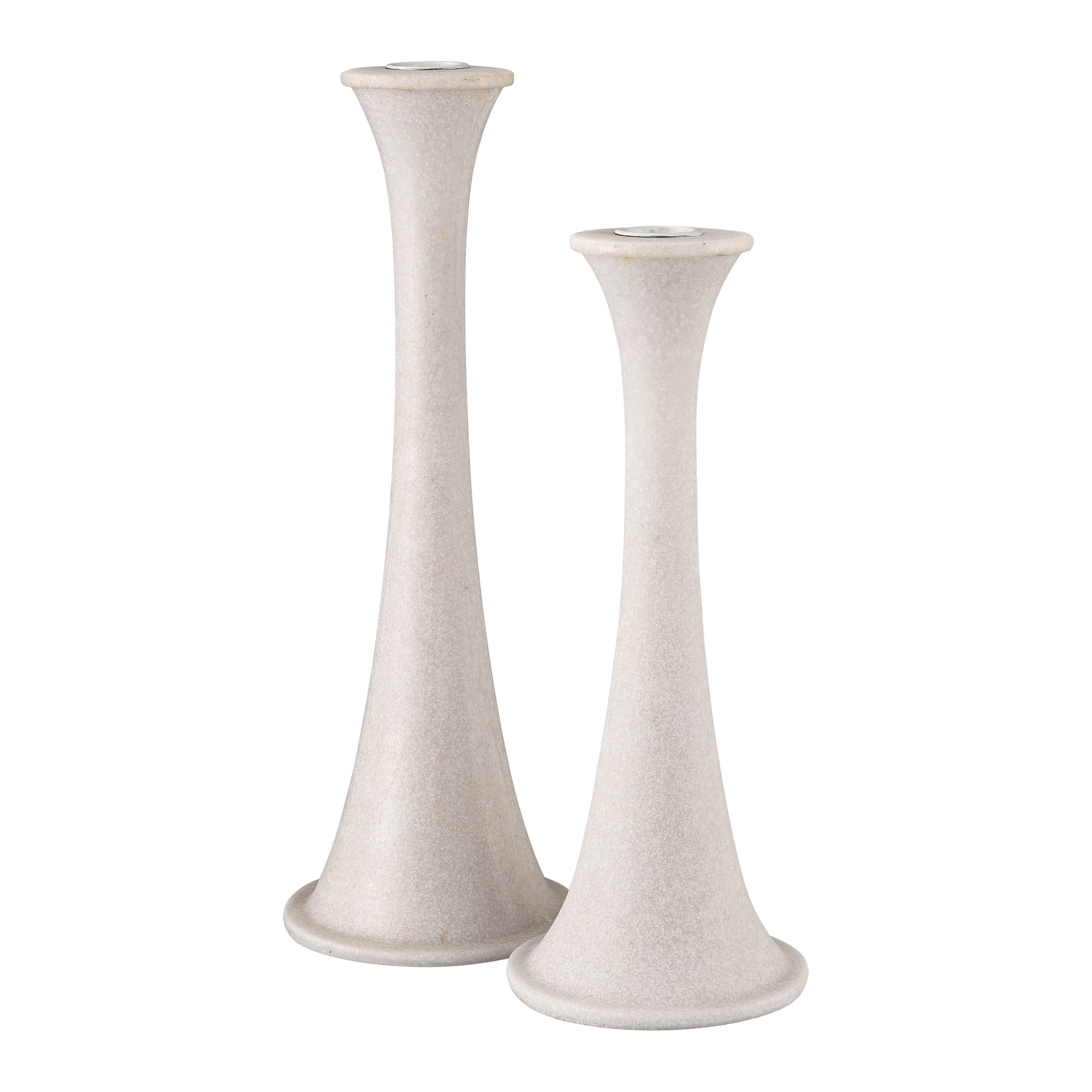 Atlas Bonnie Set Of 2 Alabaster Candleholders 12.5 Inch H