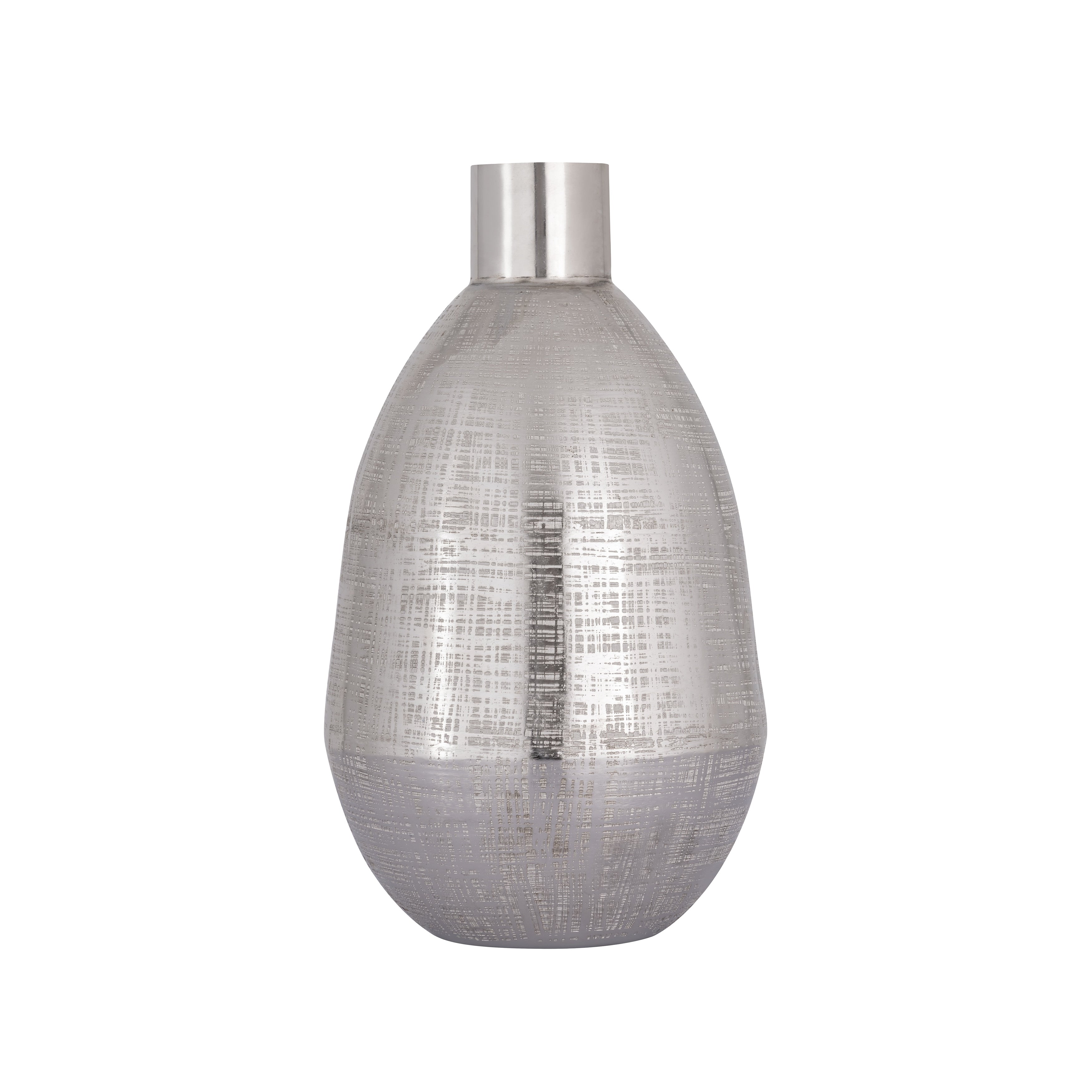 Atlas Bourne Silver Textured Metal Vase