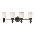Atlas Bristol Way Metal And White Glass Shade Vanity Light 4 Light