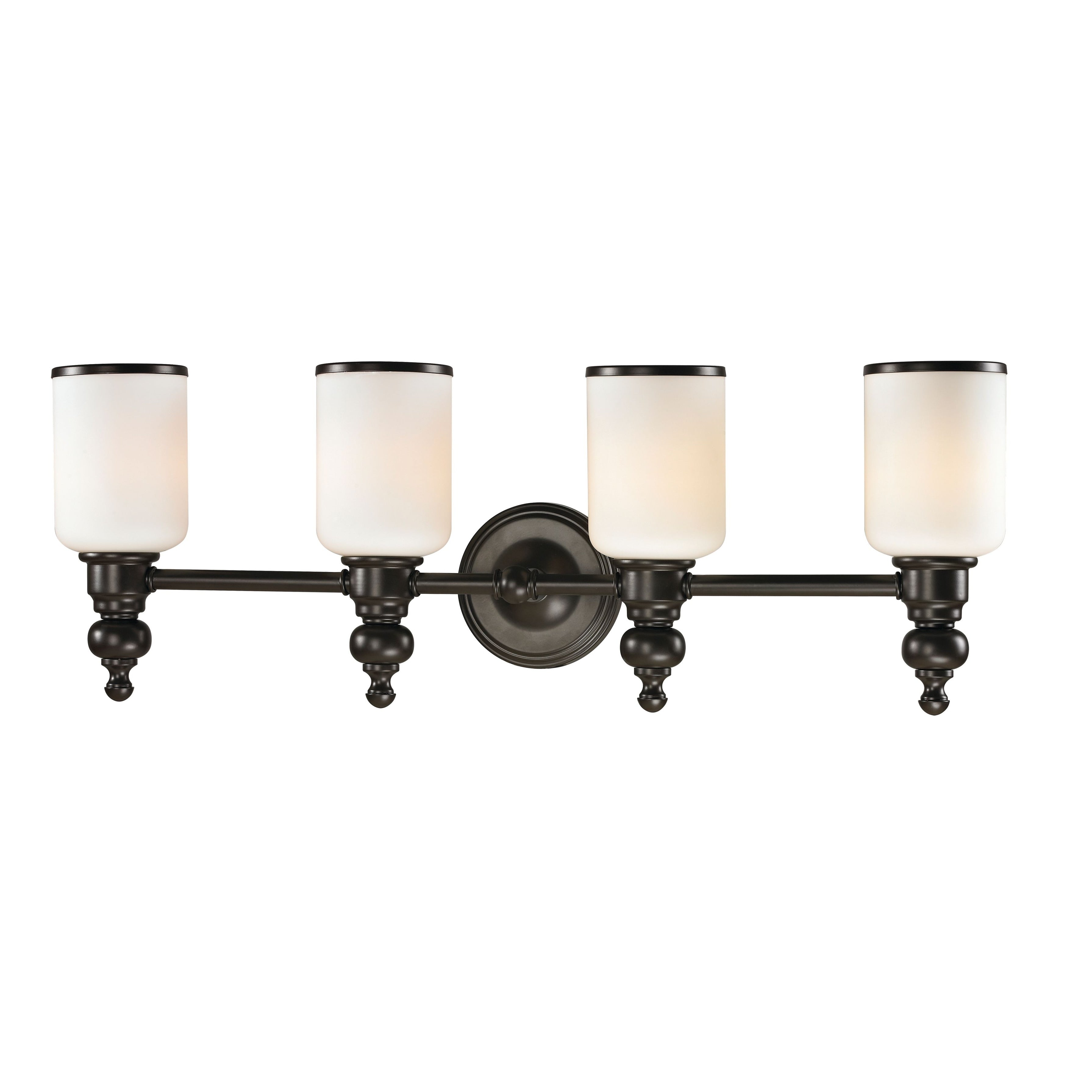 Atlas Bristol Way Metal And White Glass Shade Vanity Light 4 Light