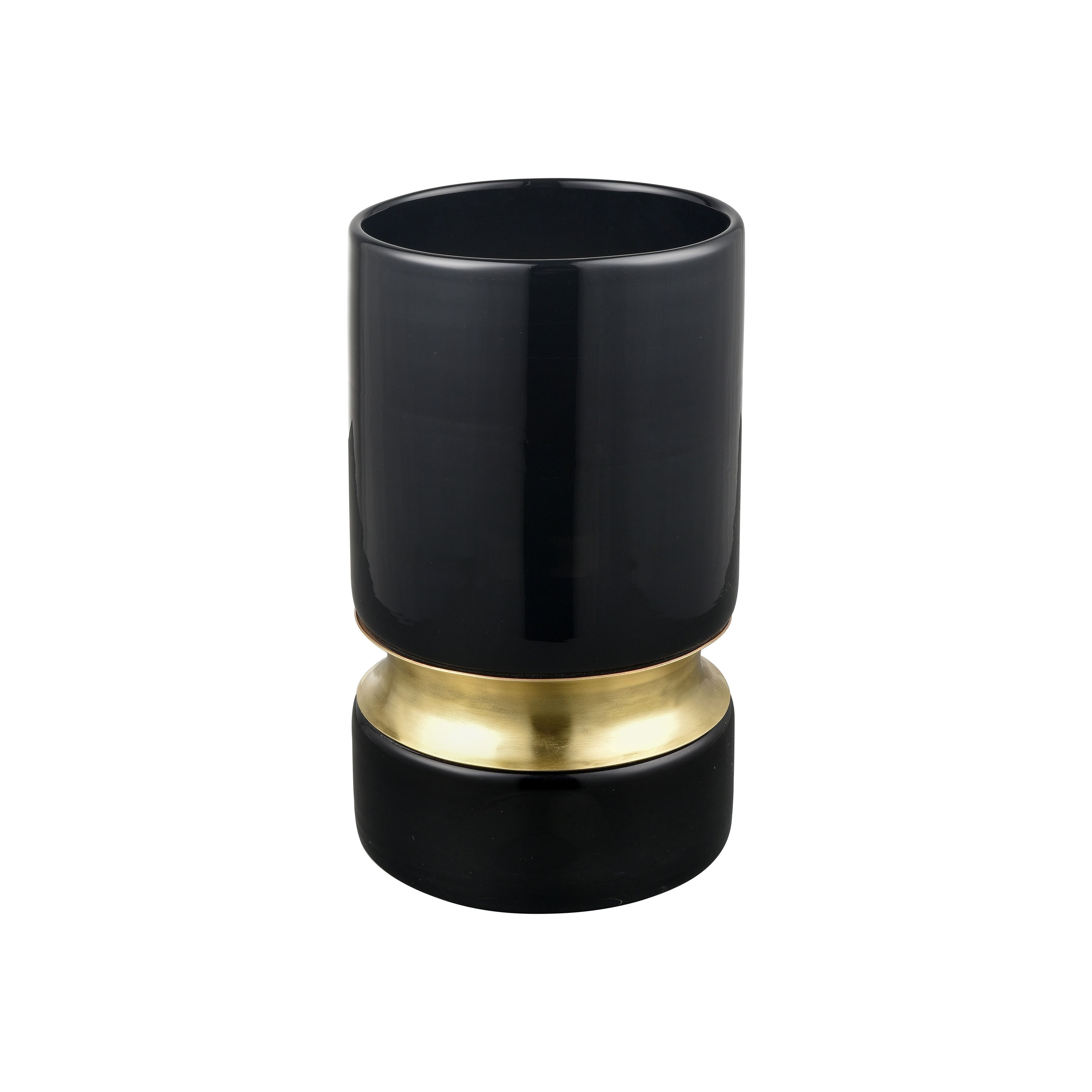 Atlas Brooke Opaque Black Glass Cylindrical Vase