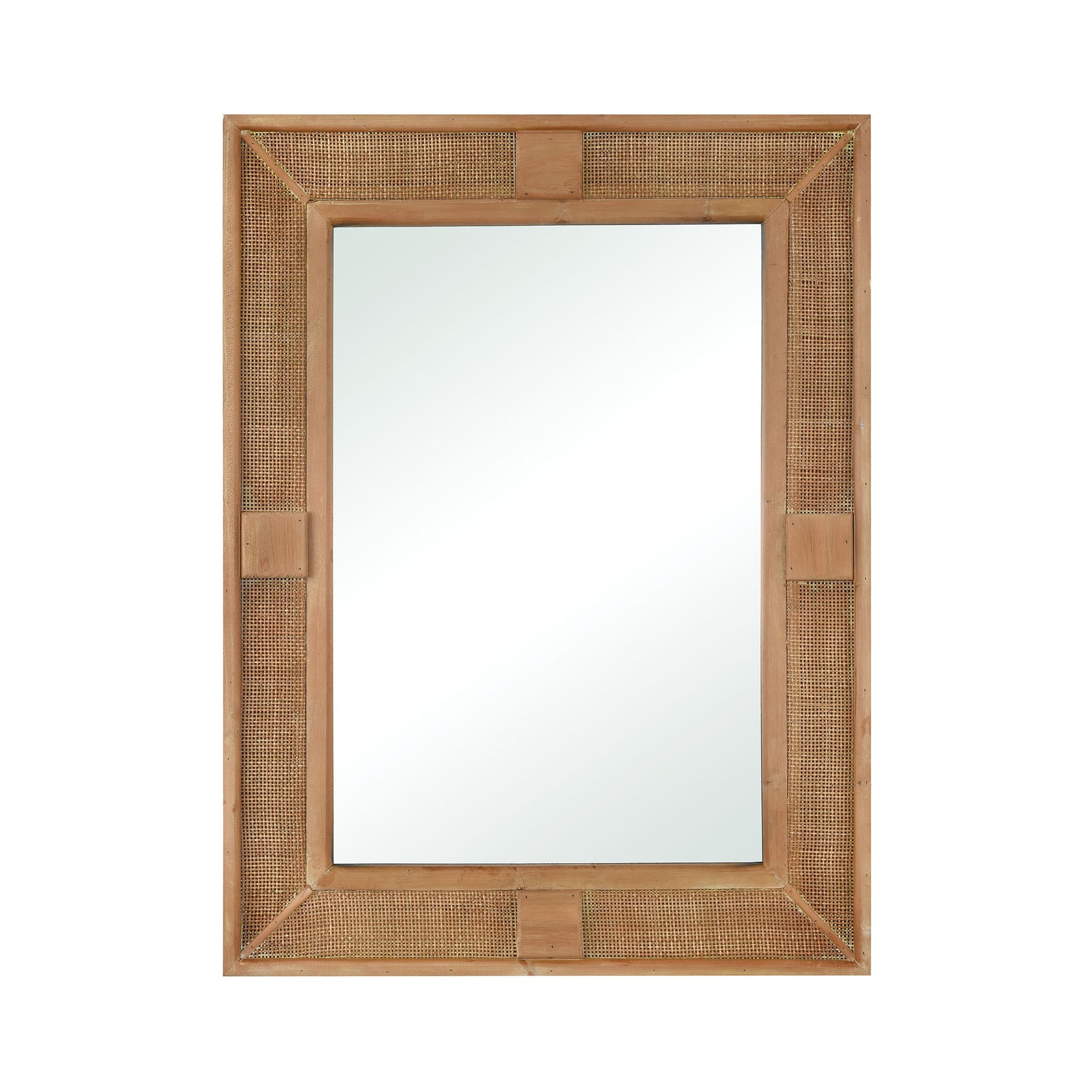 Atlas Cabana Rectangular Wood And Rattan Wall Mirror 39.5 Inch High