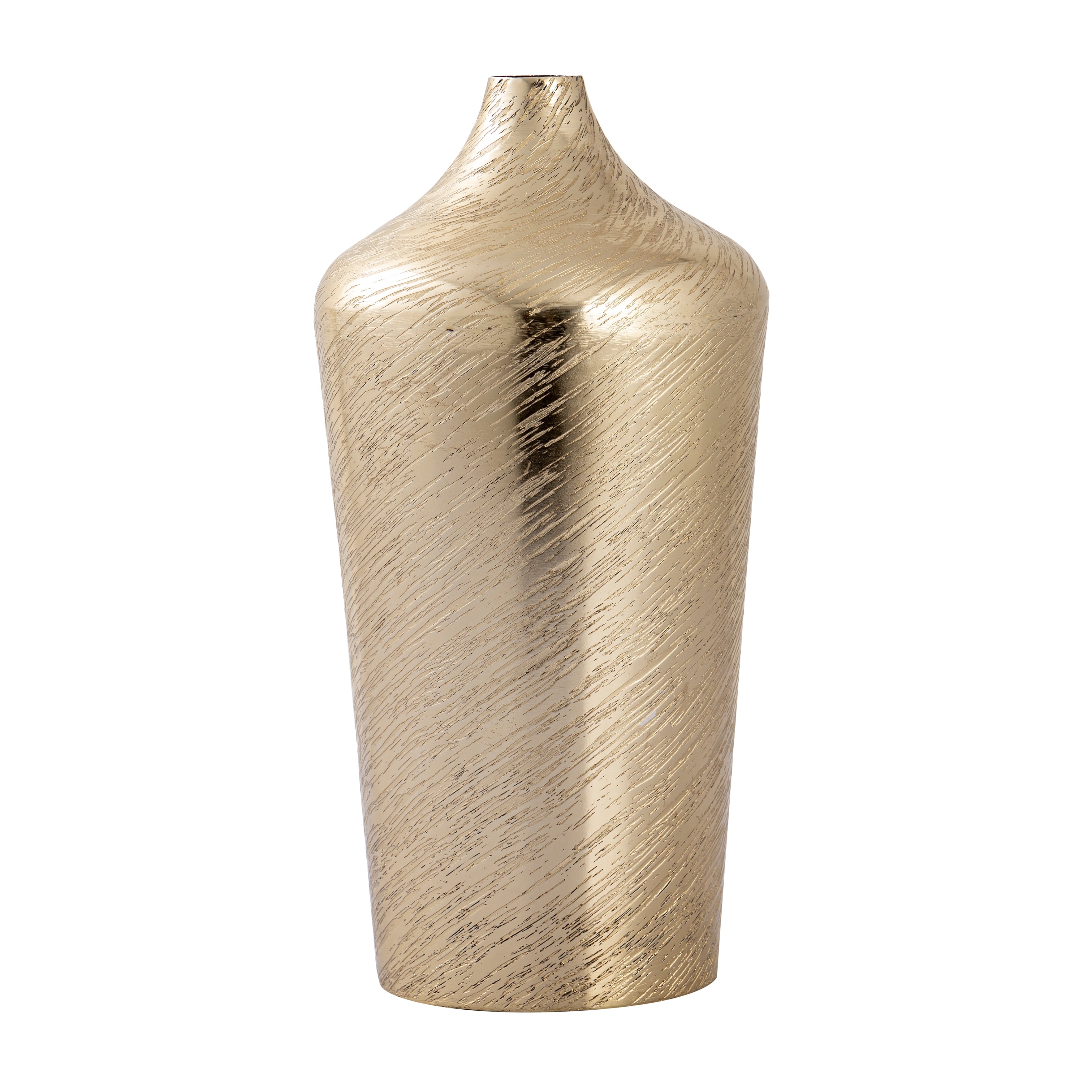 Atlas Caliza Etched Gold Finished Metal Vase