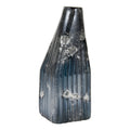 Atlas Cognate Ridged Blue And Metallic Glass Vase