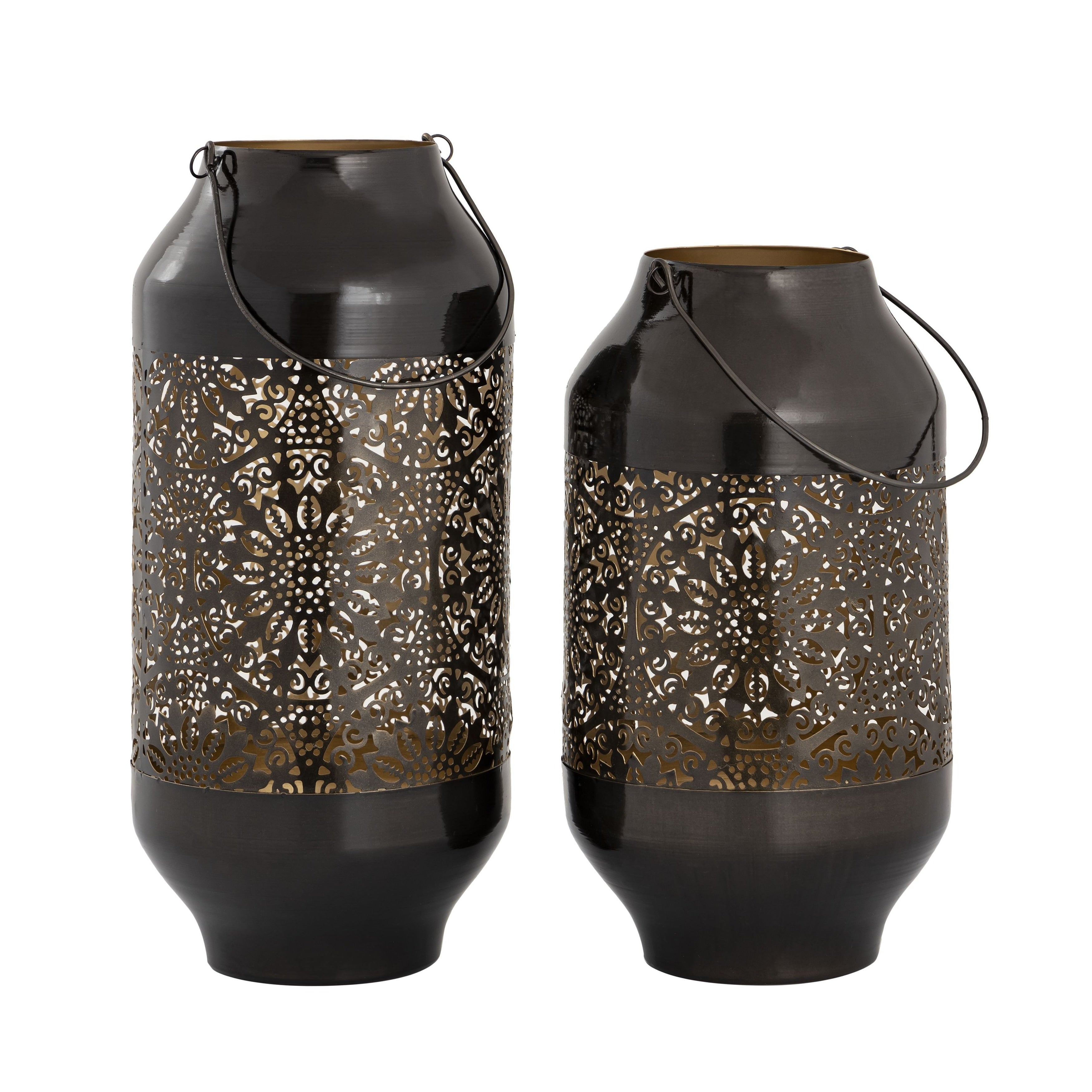 Atlas Cullen Set Of 2 Metal Candle Lanterns 16.5 Inch H