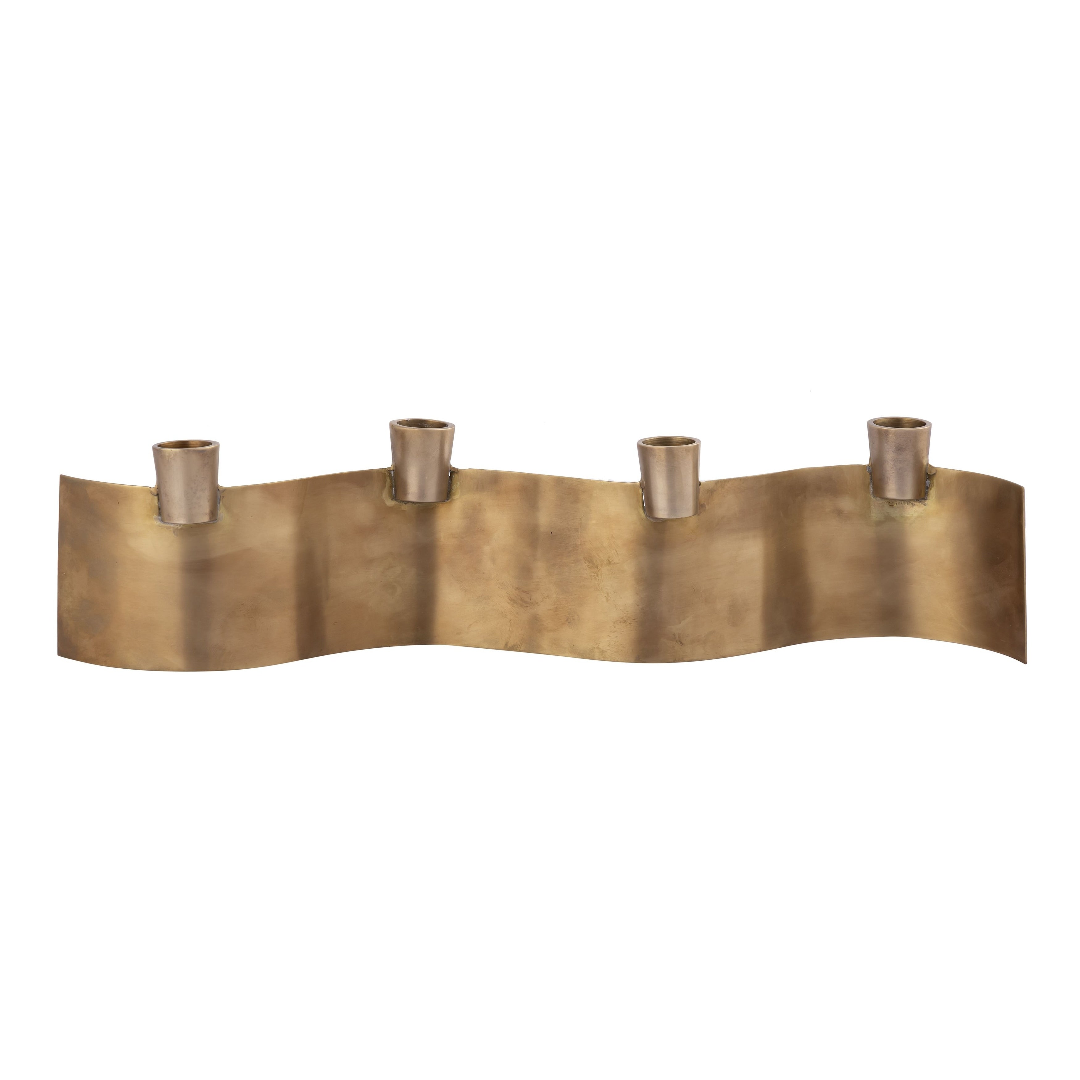 Atlas Curve Multi Sculptural Aged Brass Candleholder 2.75 Inch Tall