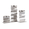 Atlas Curve Set Of 3 Pillar Candle Holders Polished Nickel 9.5 Inch H