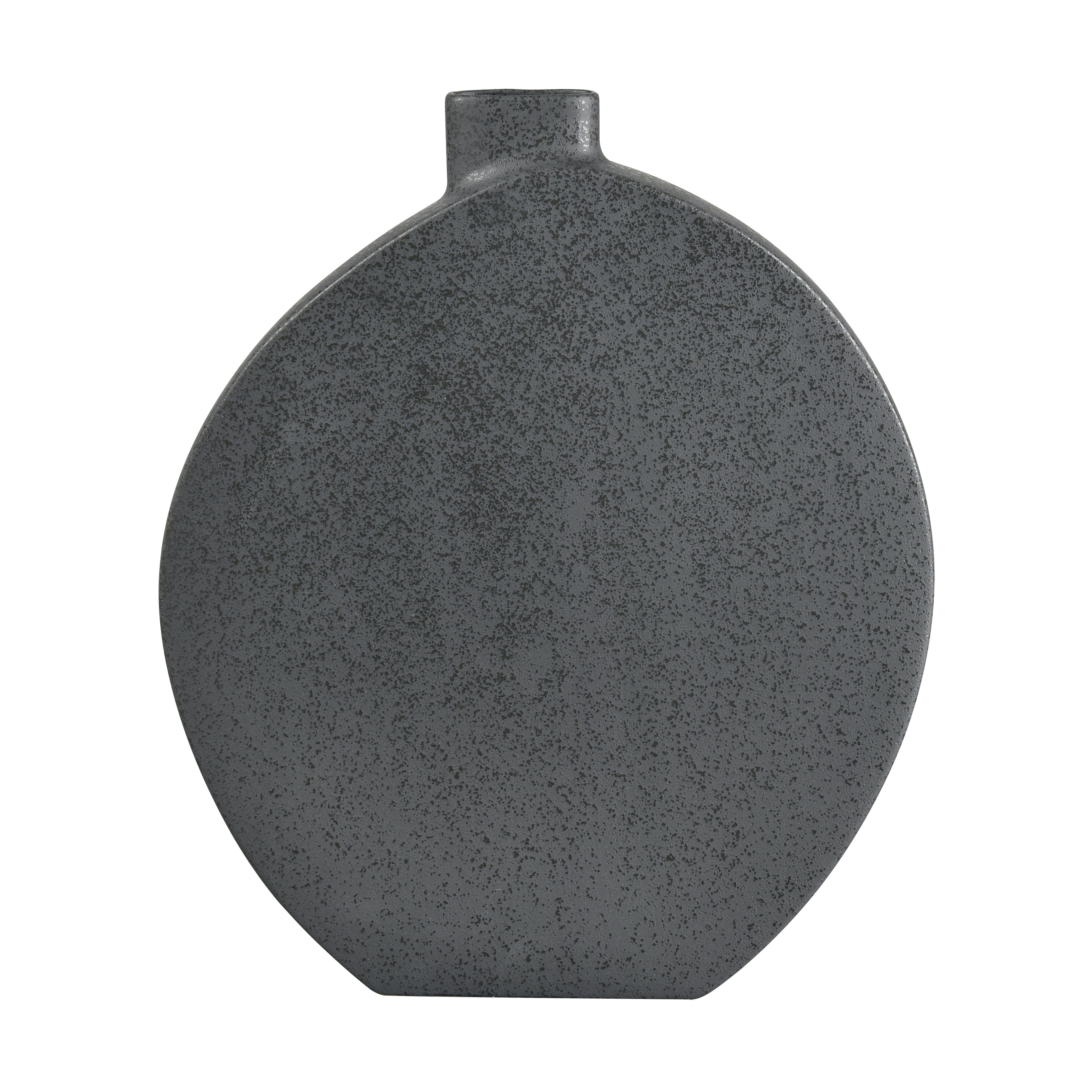 Atlas Damen Round Matte Black Speckled Glaze Earthenware Vase