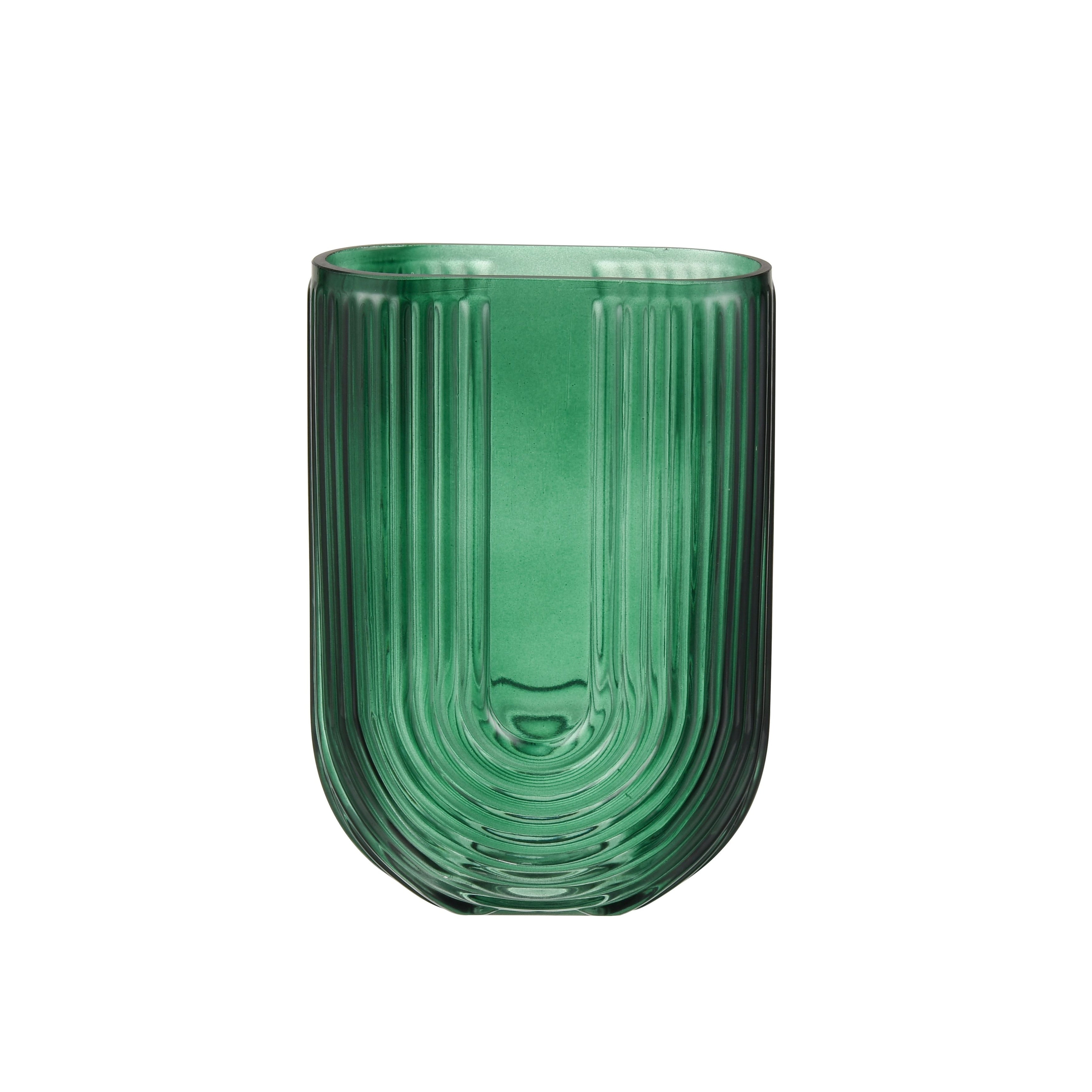 Atlas Dare Emerald Green And Colored Glass Art Deco Vase