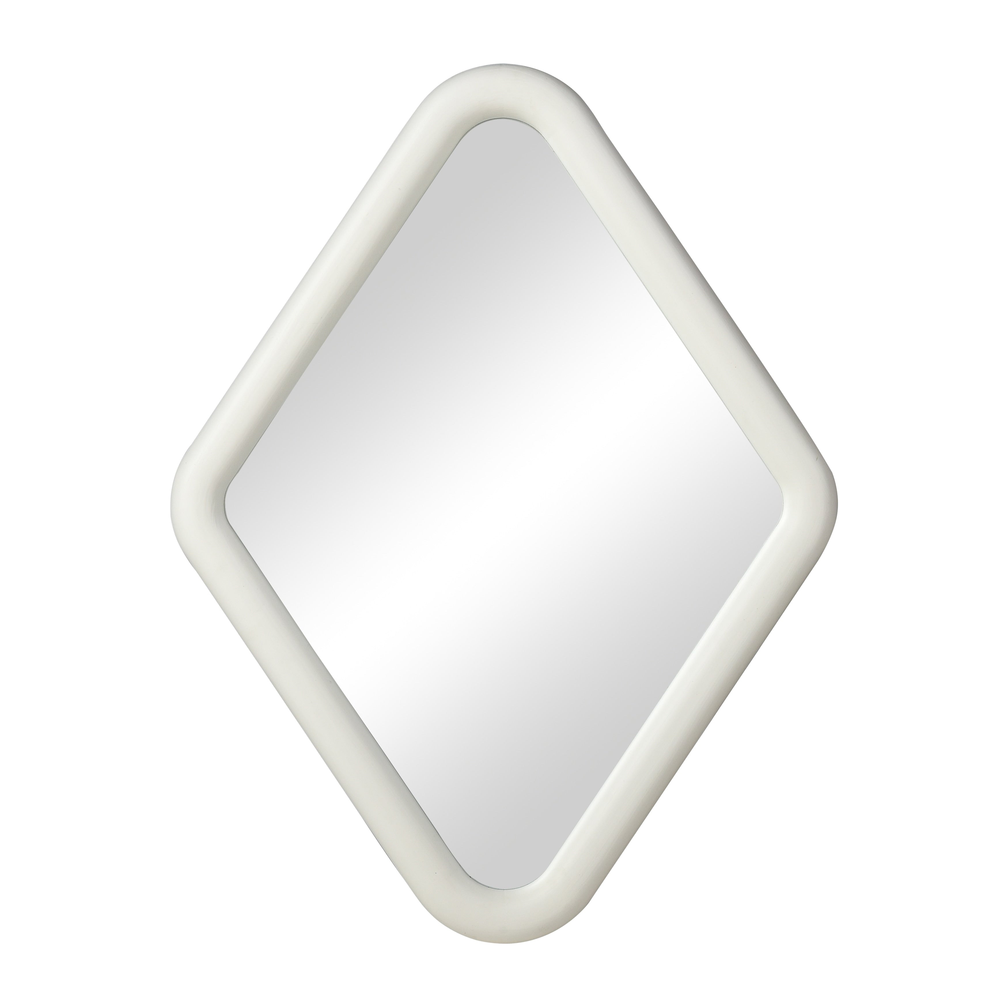 Atlas Diamond Whitewashed Wood Wall Mirror 33 Inch High