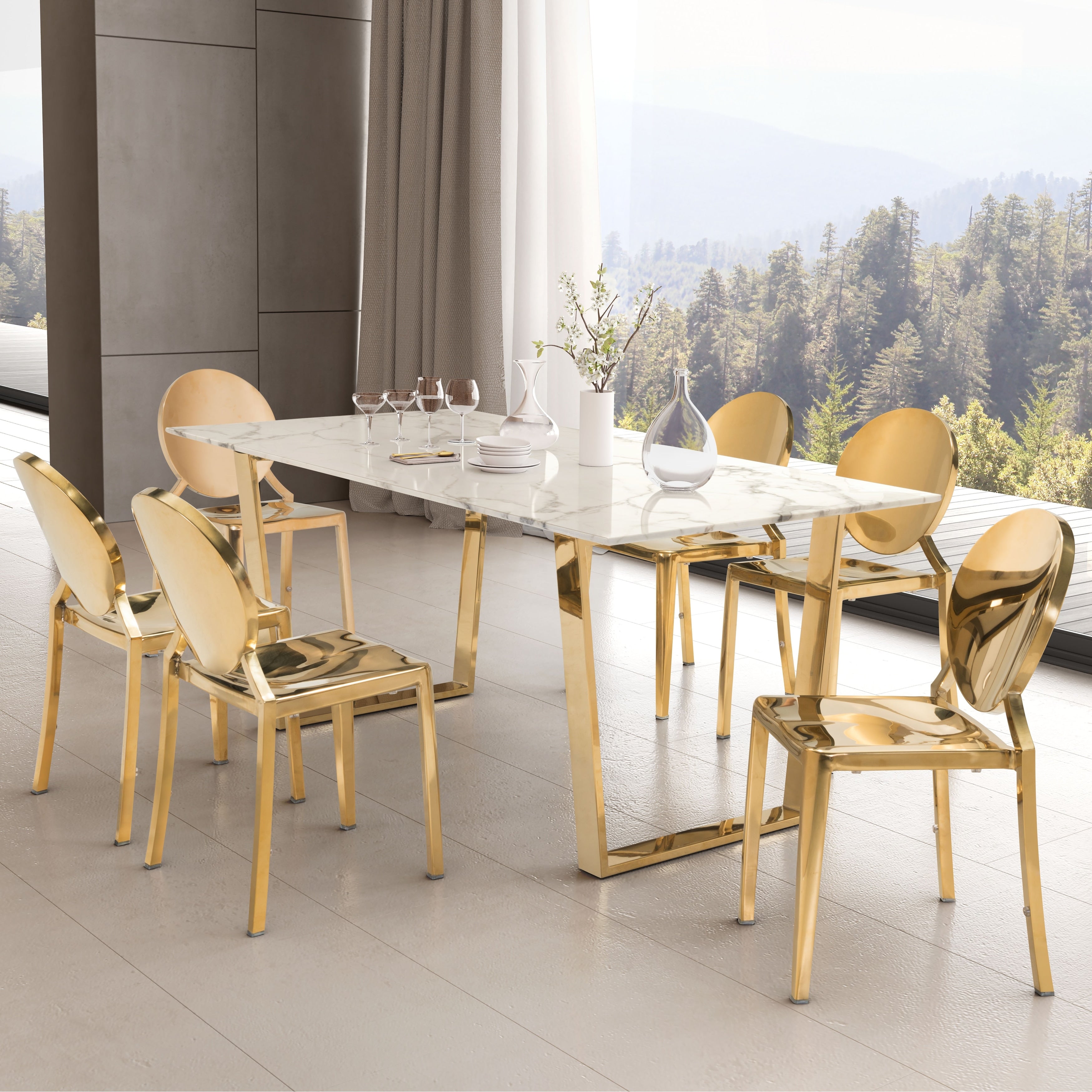 Atlas Goldtone Stone Dining Table