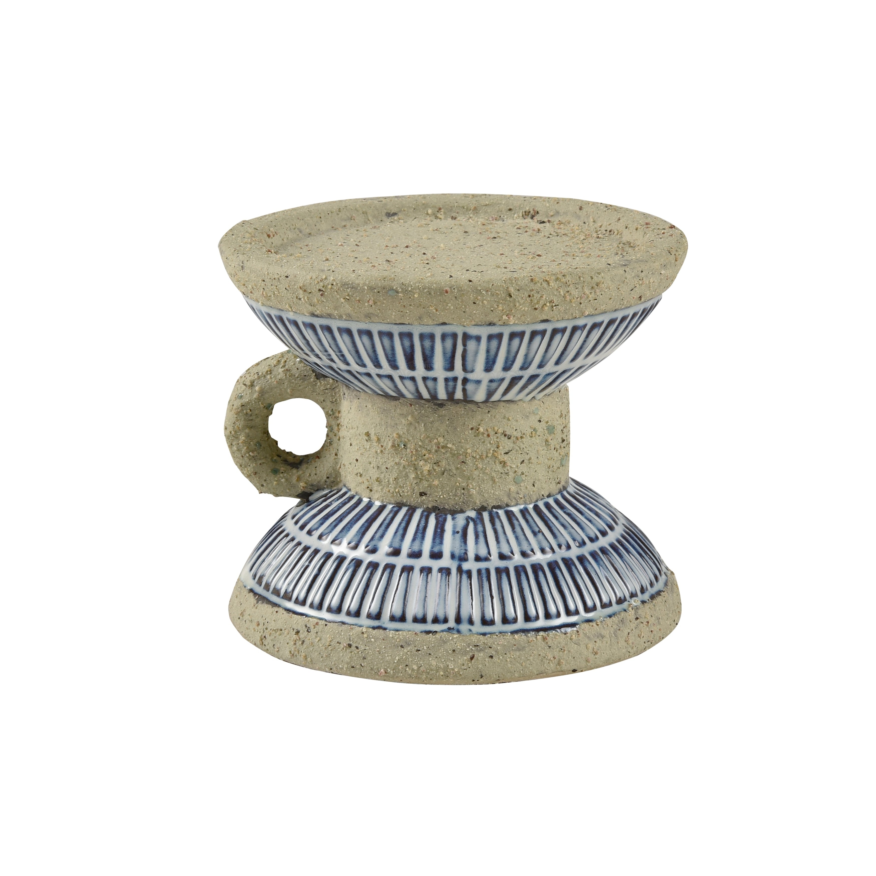 Atlas Doyle Mediterranean Style White And Blue Candleholder 4 Inch H