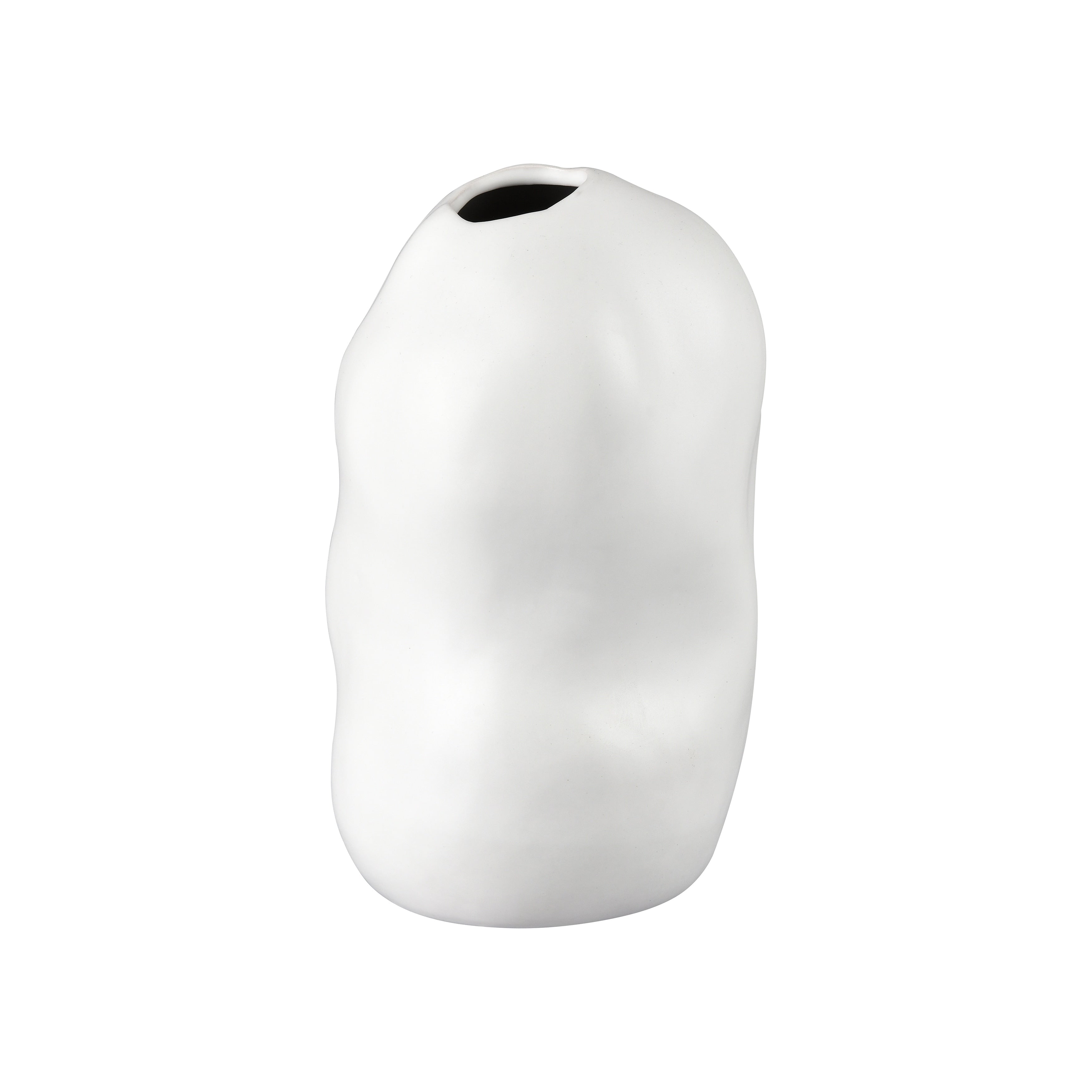 Atlas Elias White Satin Earthenware Vase