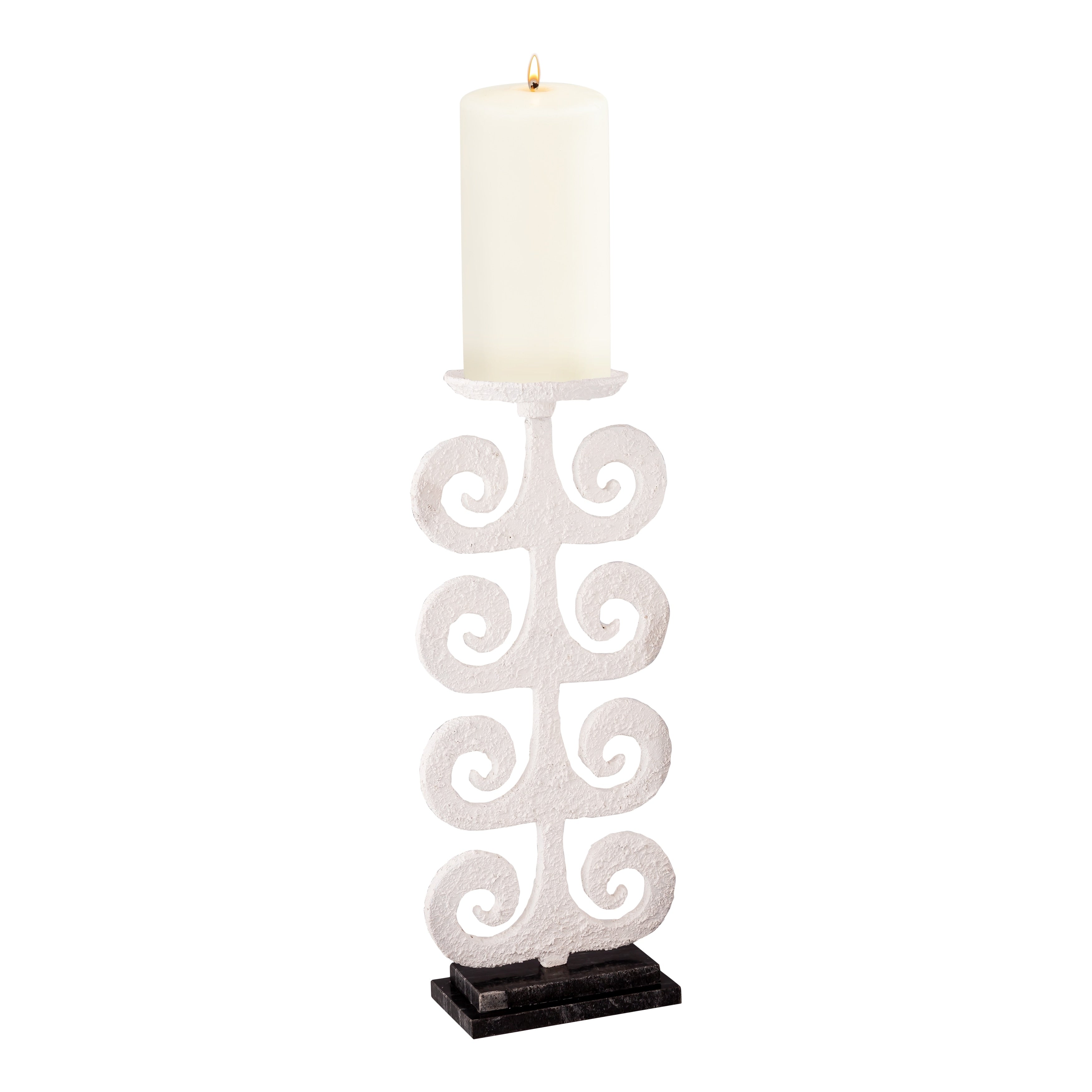Atlas Fern White Metal Candleholder 19 Inch H