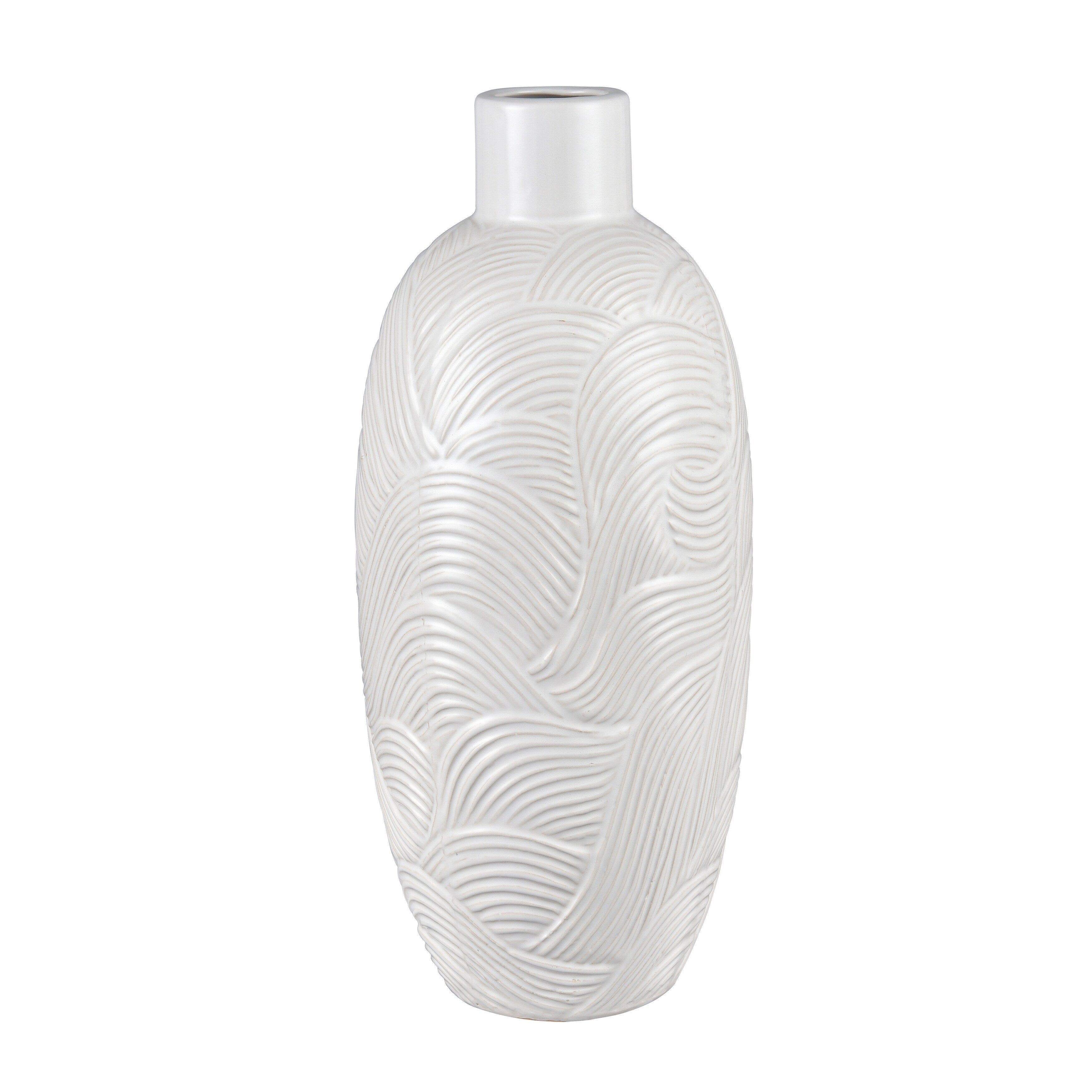 Atlas Flynn White Textured Earthenware Vase