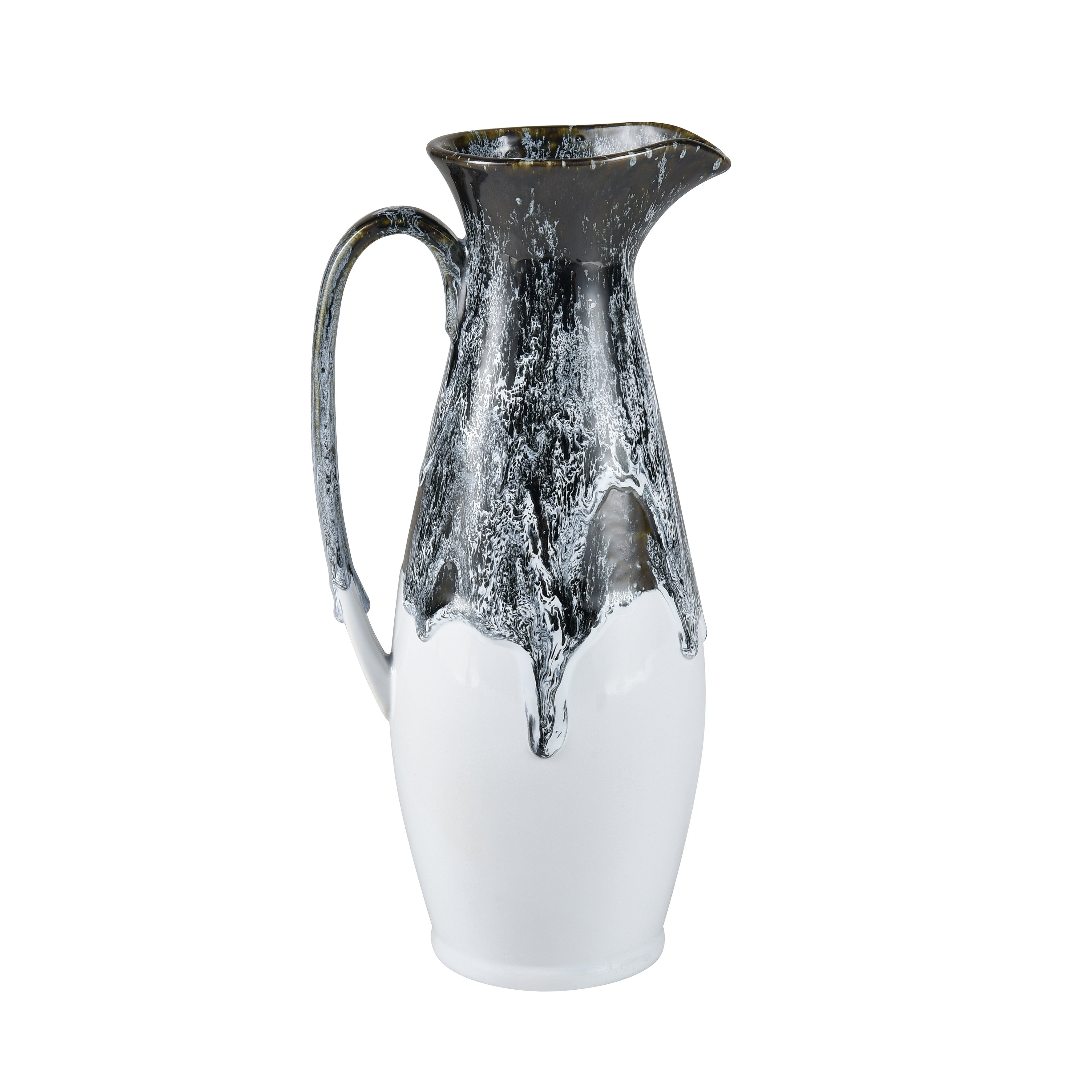 Atlas Gallemore Black And White Glazed Earthenware Pitcher