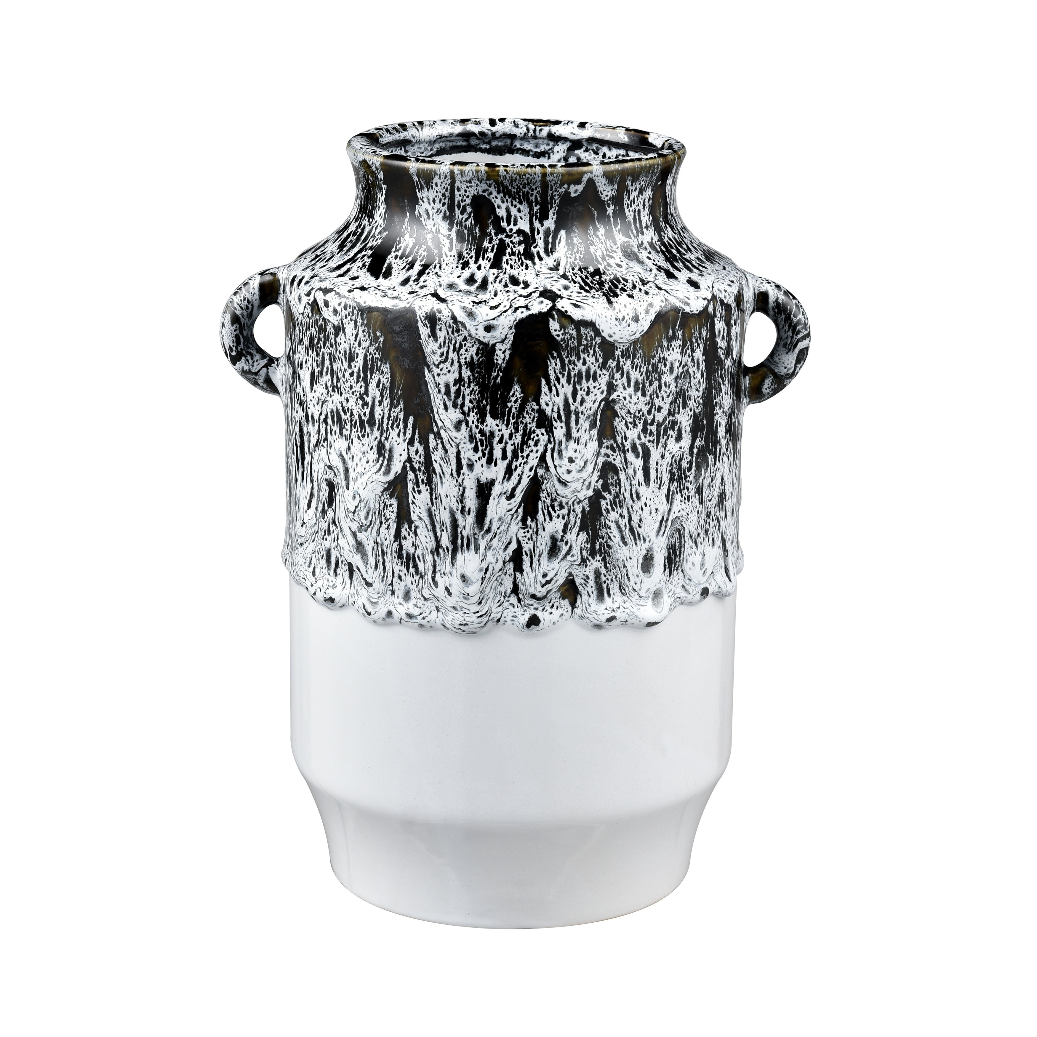 Atlas Gallemore Black And White Glazed Earthenware Vase