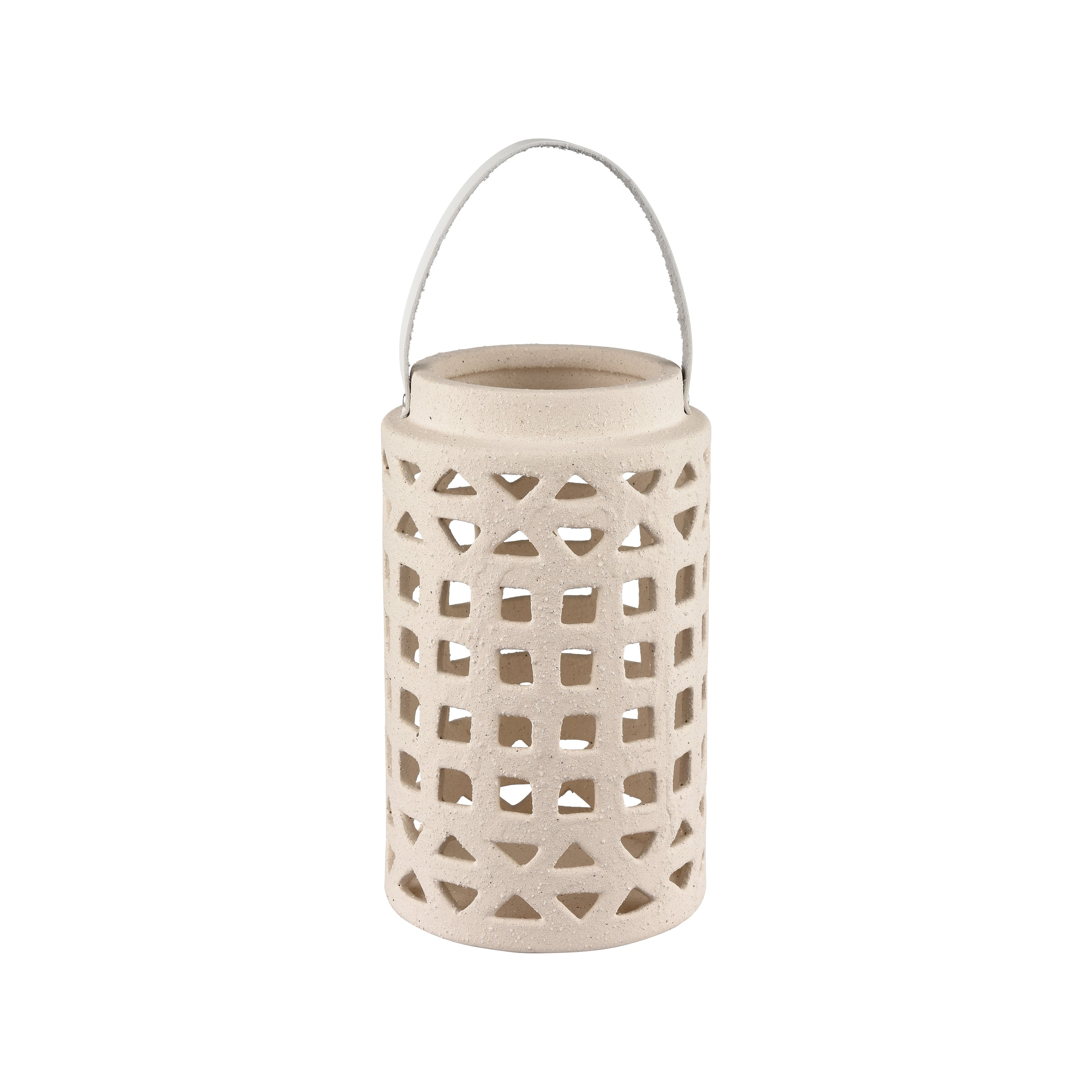 Atlas Haney Matte Glazed Ivory Lantern 10 Inch Tall
