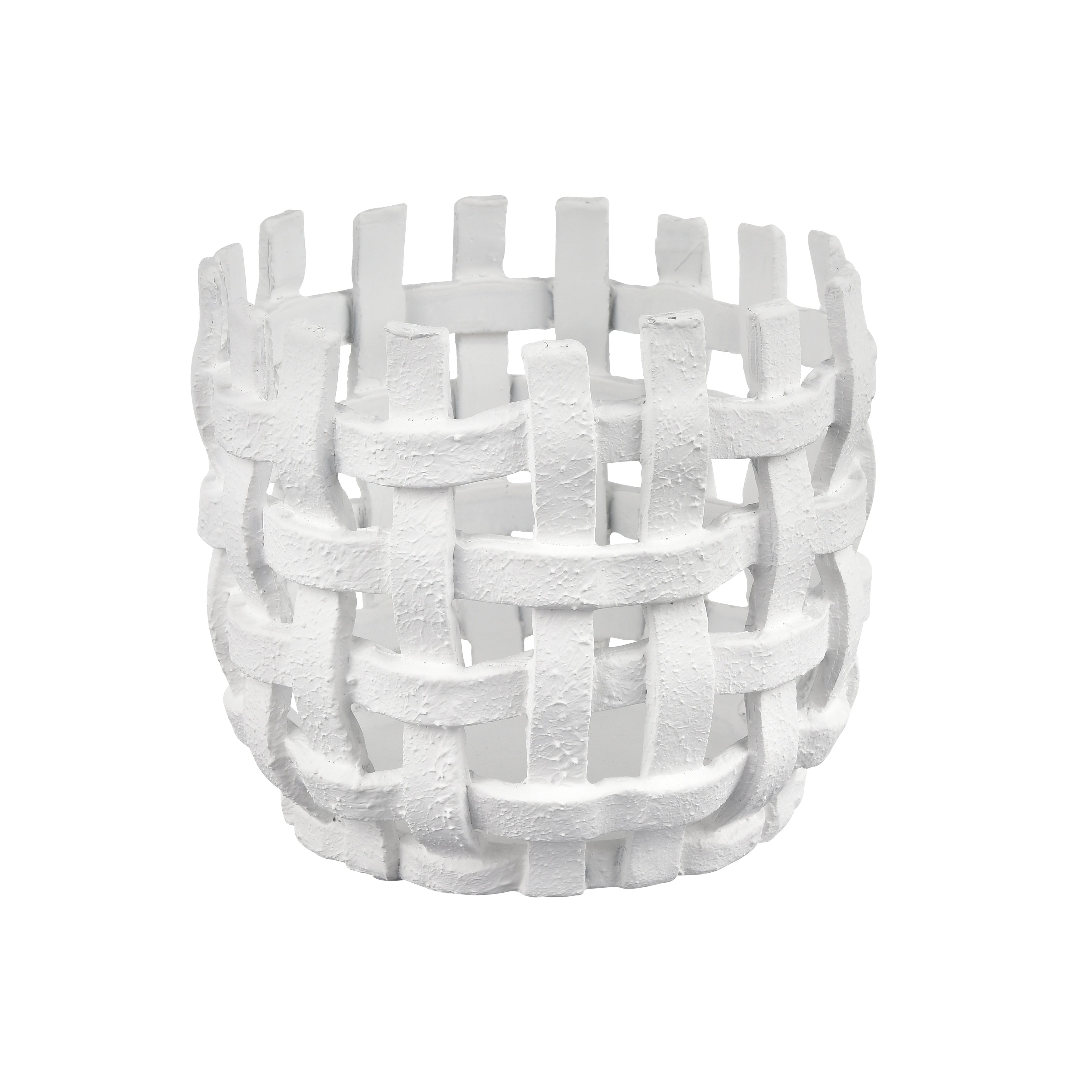 Atlas Haney Open Weave Matte White Glaze Candleholder