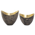 Atlas Hansen Set Of 2 Black And Brass Metal Bowls 11.75 Inch Wide