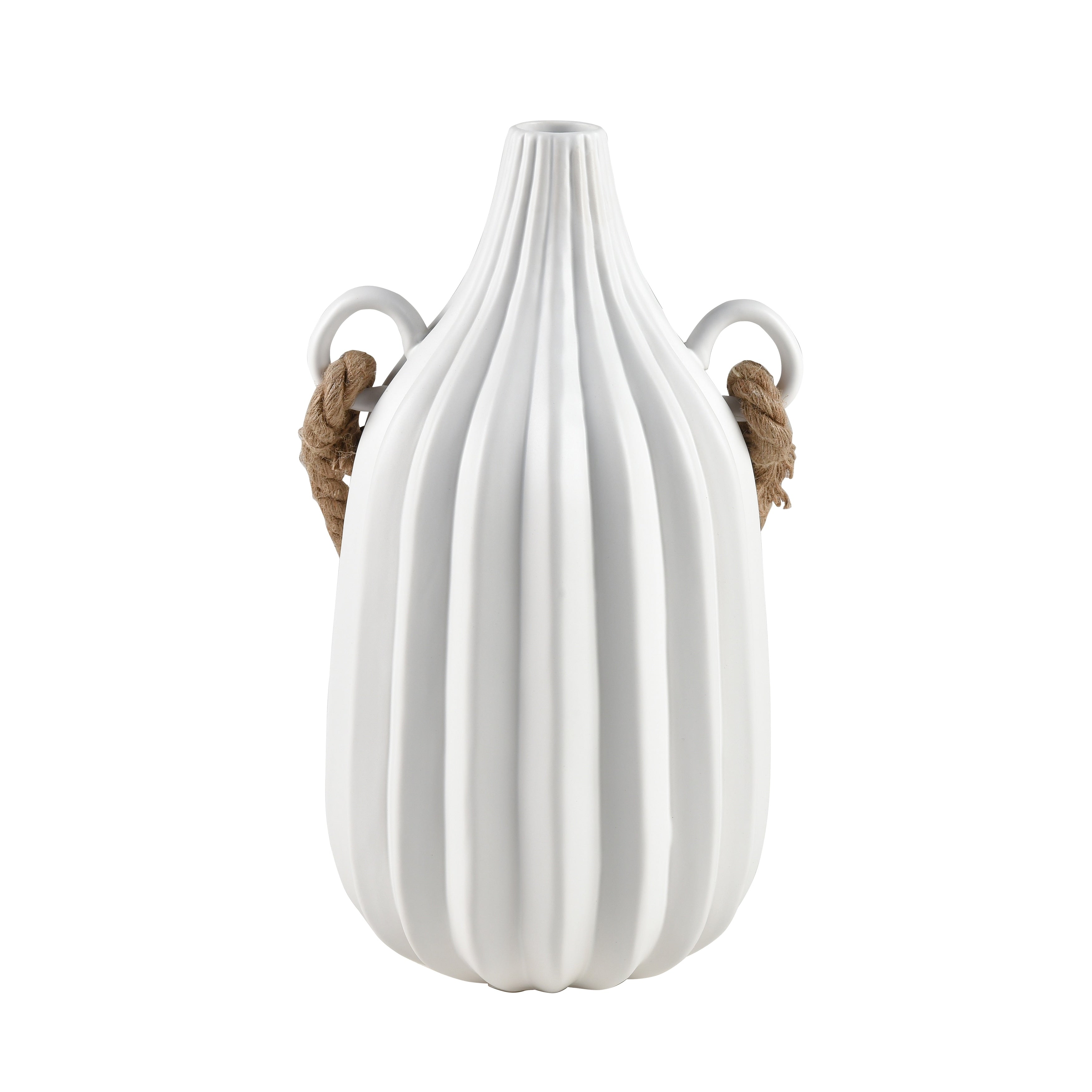 Atlas Harding Matte White And Ridged Textured Earhtenware Vase